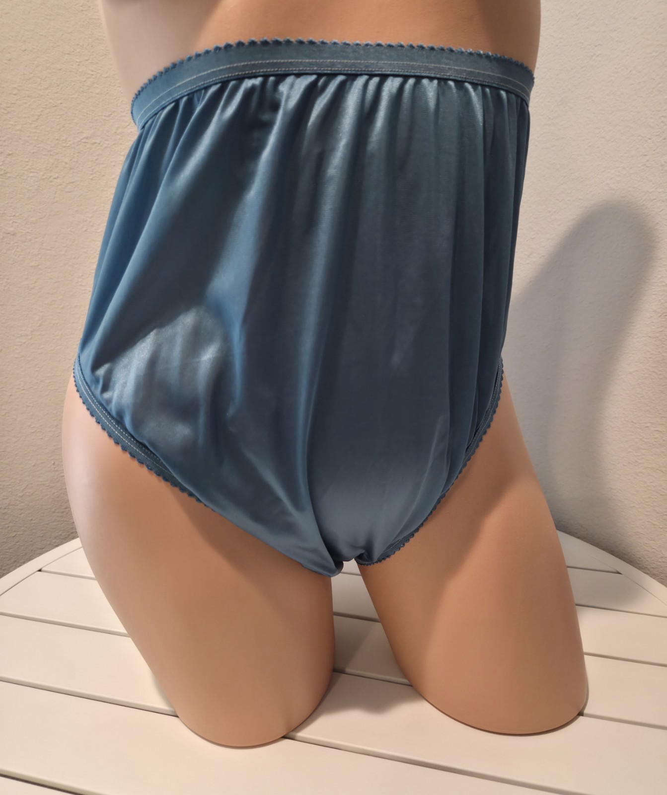 Flawed Shadowline 17842 Women’s Hi Cut Panty Nylon Brief 9/2XL Moonstone Blue