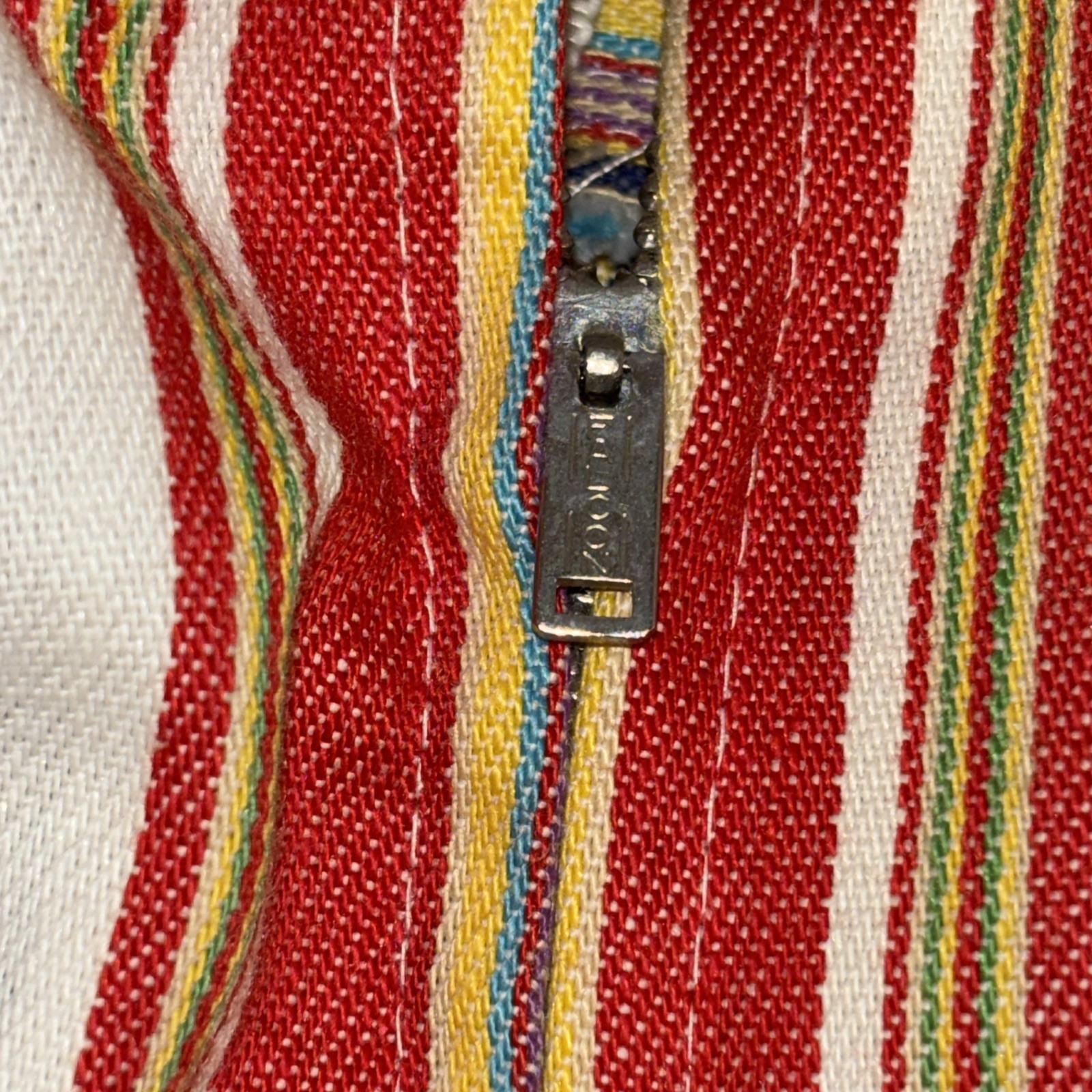 Vintage 80s Garment Cover Custom Made Striped Talon Zipper Button Full Length