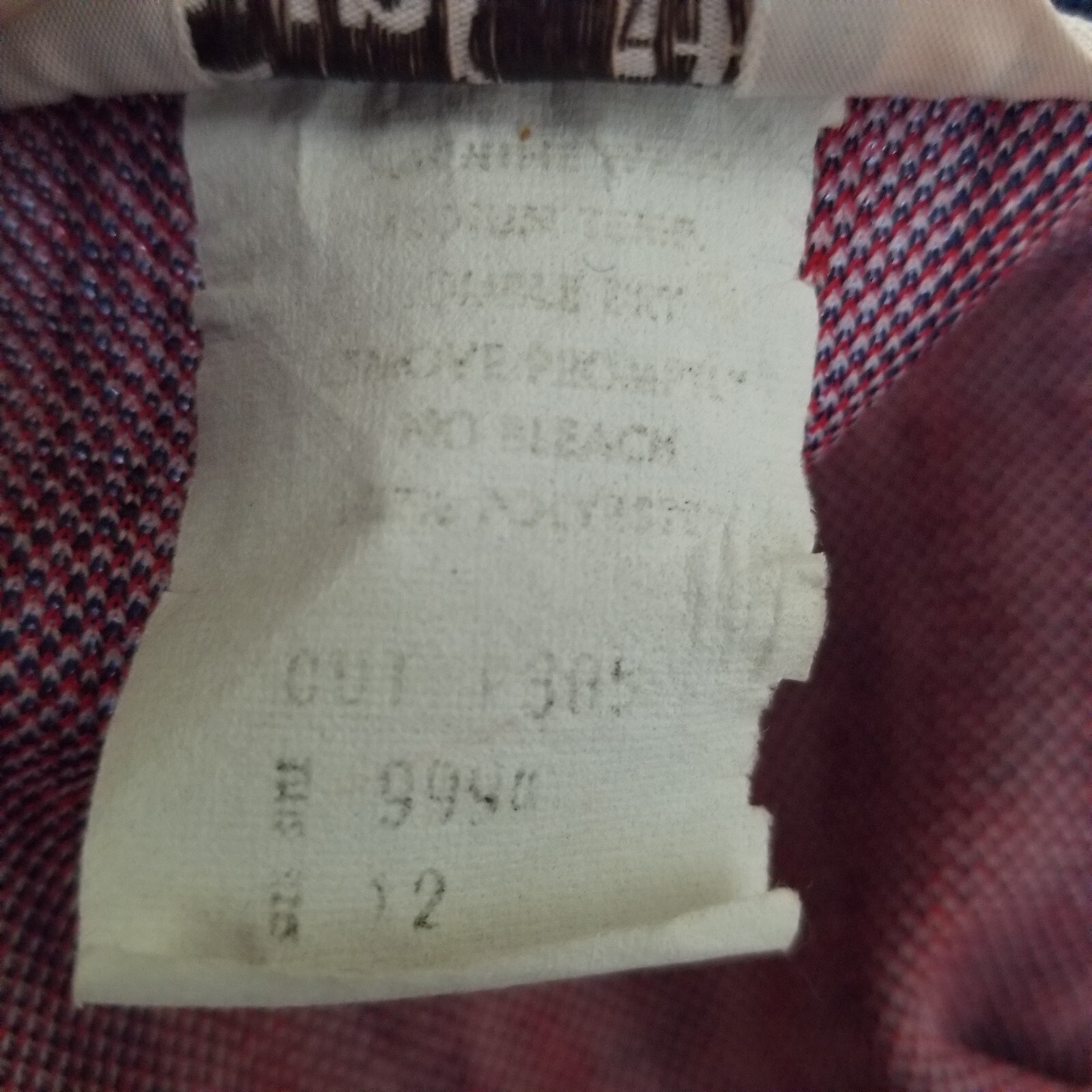 Vtg Big Collar Shirt 12 M 8 Red White Blue 70s Button Stripe Rockabilly Poly
