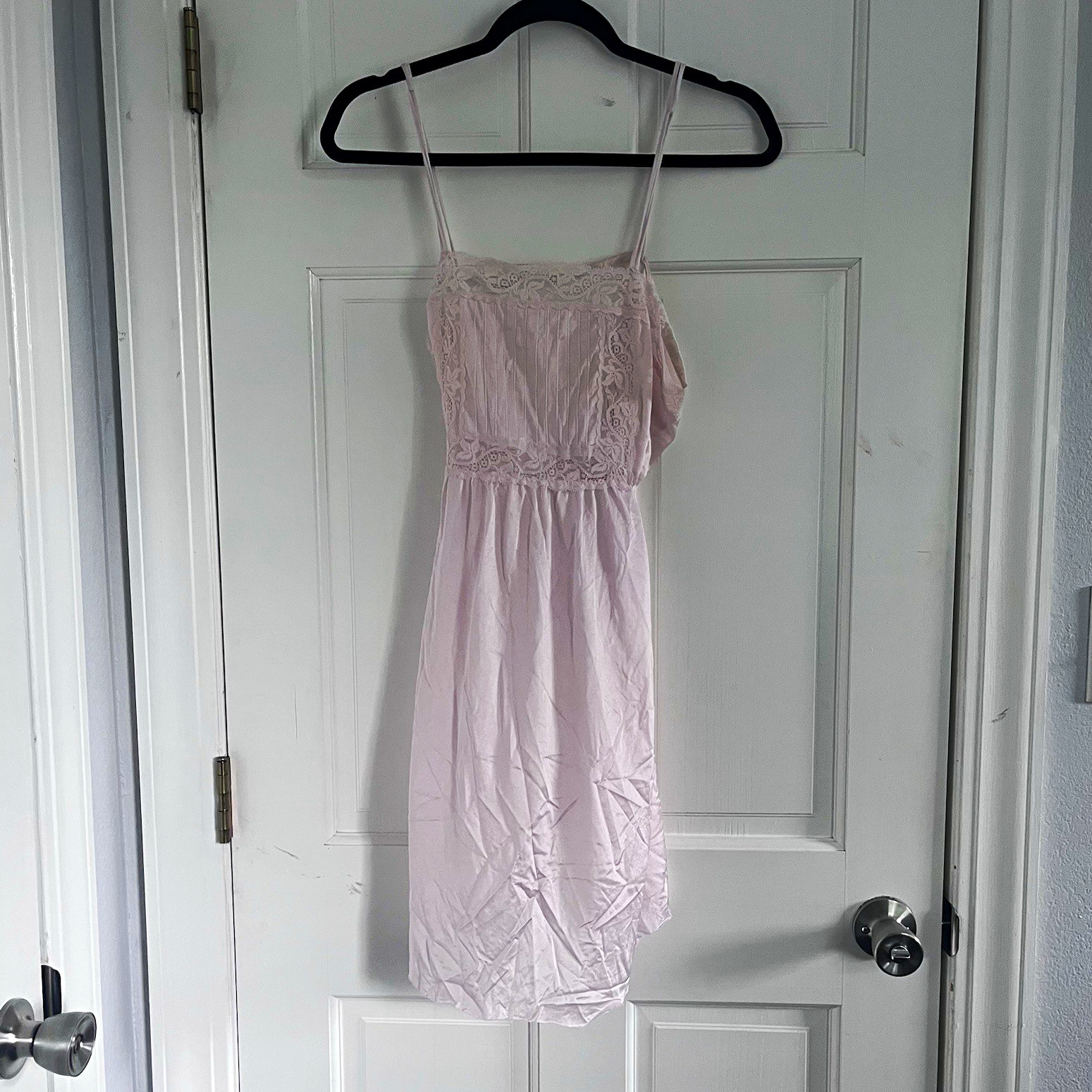 Deena Vintage Pink Lace Trim Slip, Size M