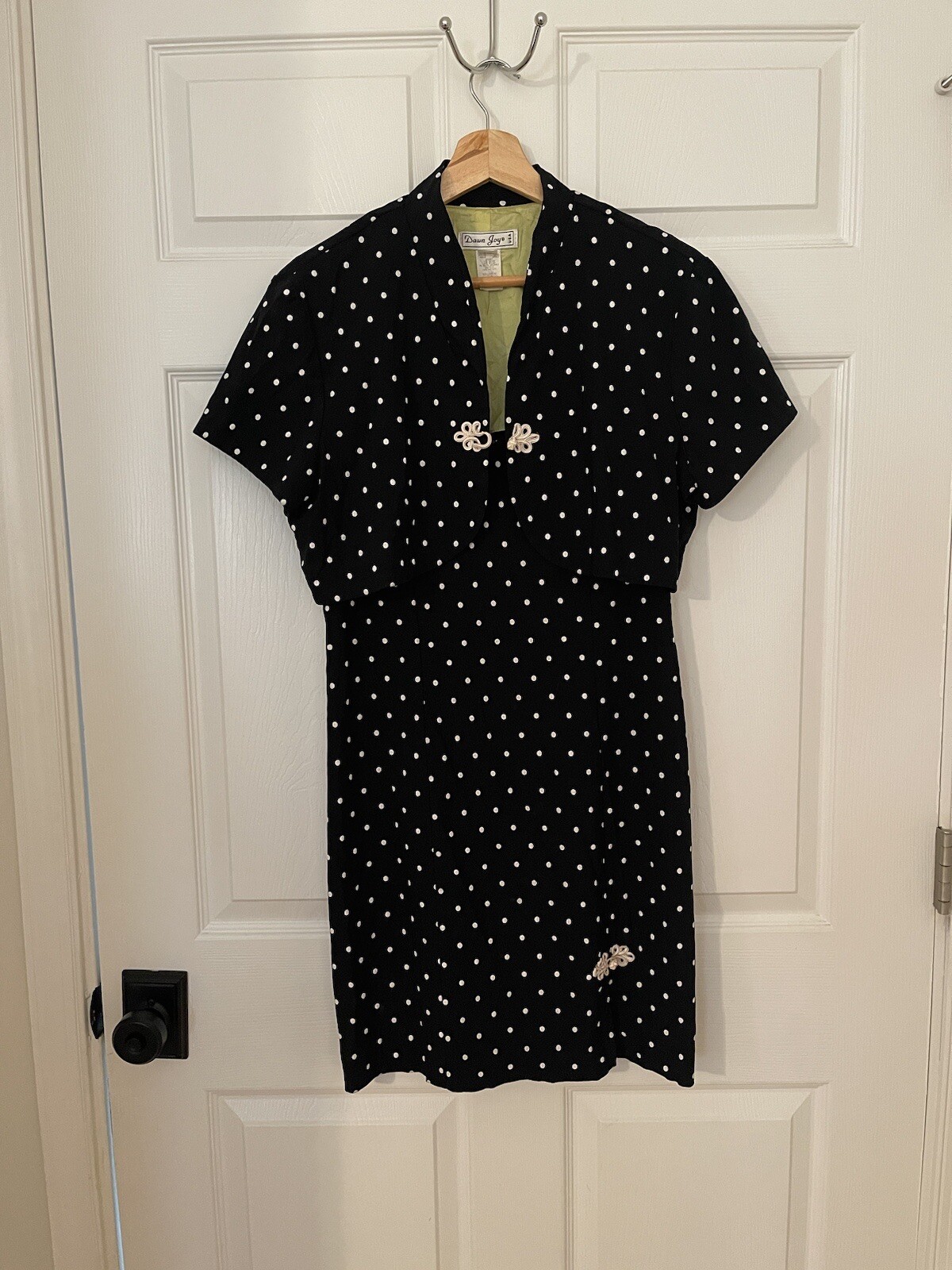 Dawn Joy Vintage Dainty Girly (M) 9/10 Two Piece Polka Dot Dress & Jacket USA