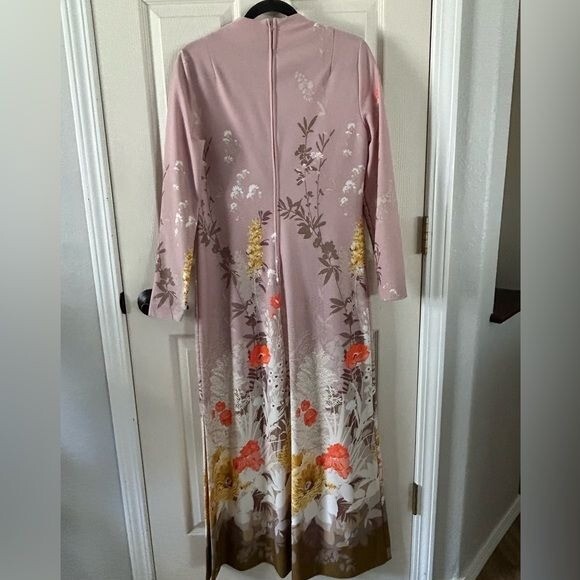 Vintage Collector’s Item Leonard Sunshine Maxi Pink Floral Dress Dorothy Shoop