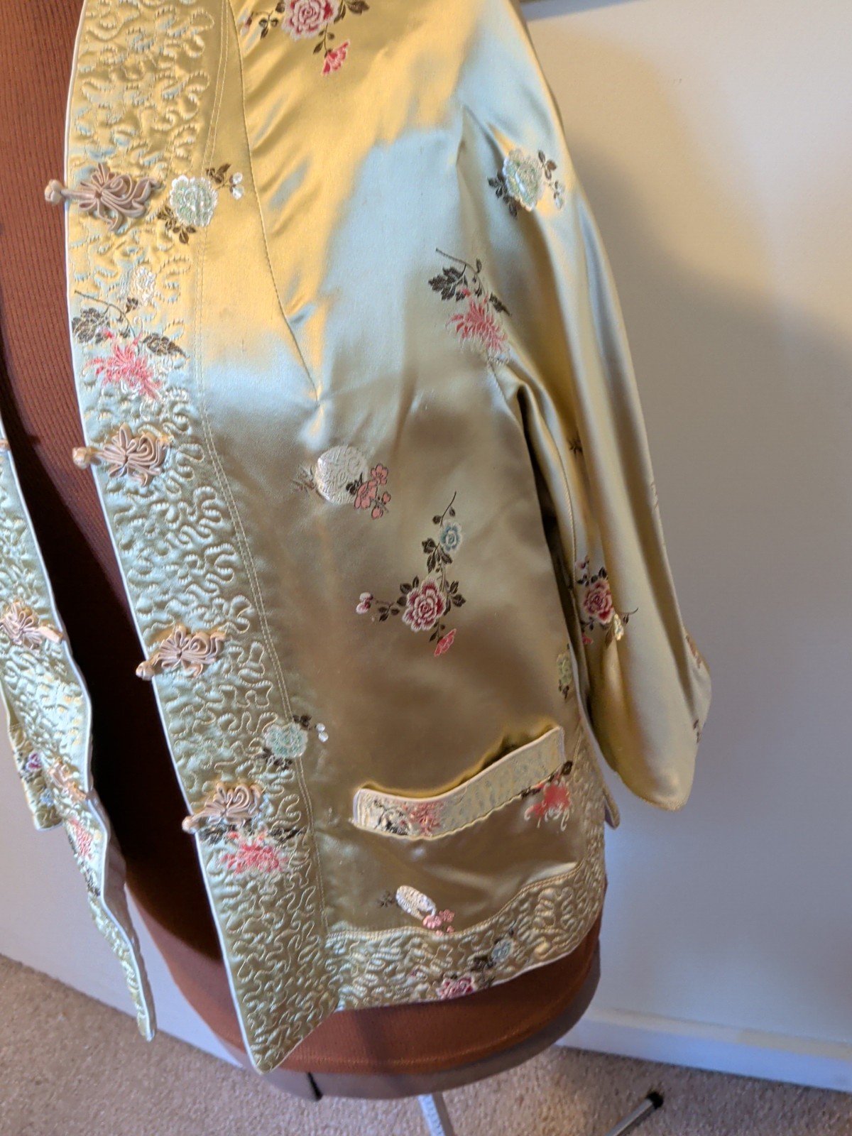 Vintage Reversible Gold/Cream Brocade Asian Style Blazer Evening 36