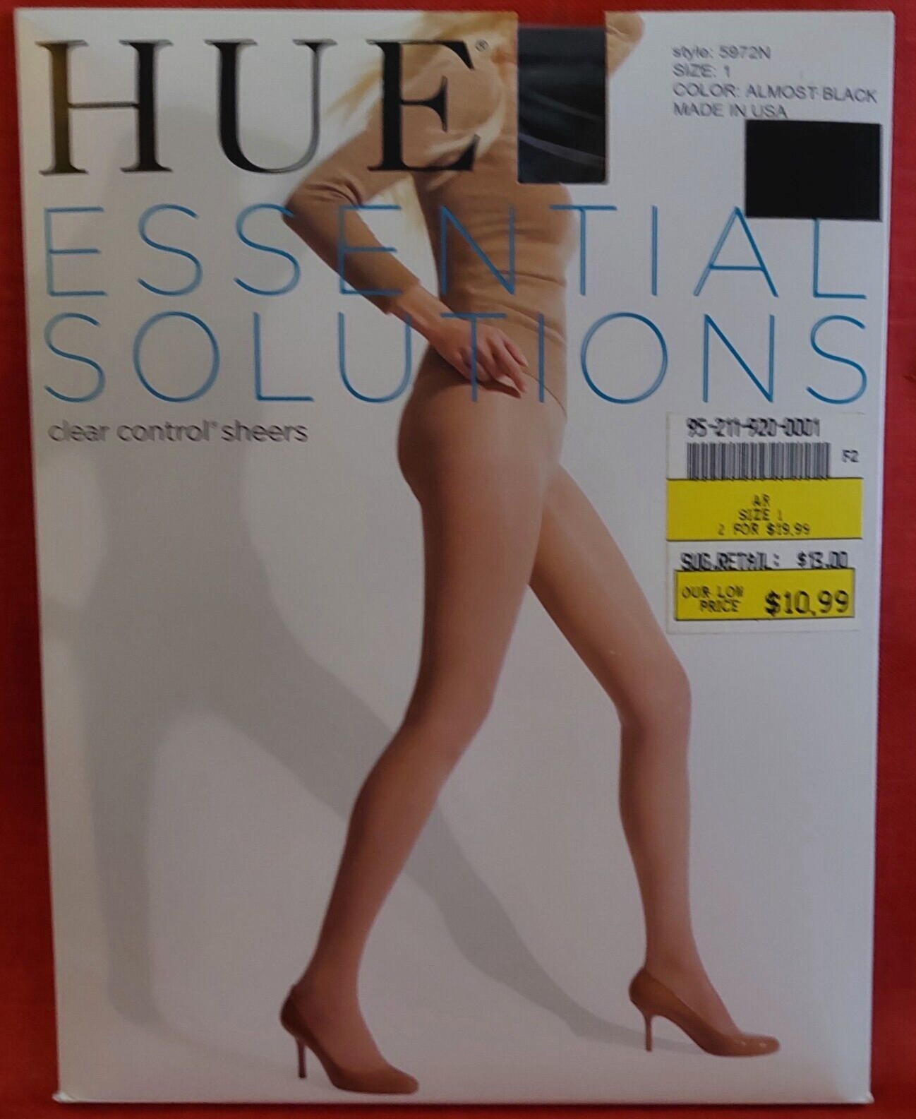 Vintage Pantyhose HUE ESSENTIAL SOLUTIONS Color Almost Black Size 1 BONT1