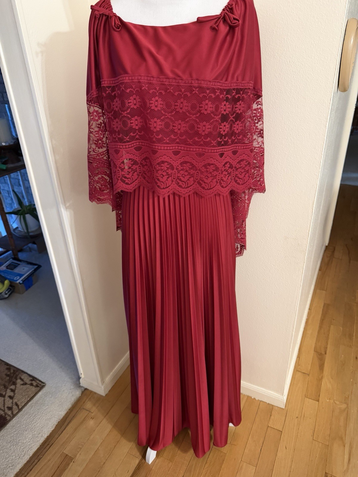 Vintage Size 12 Long Burgandy Evening Gown