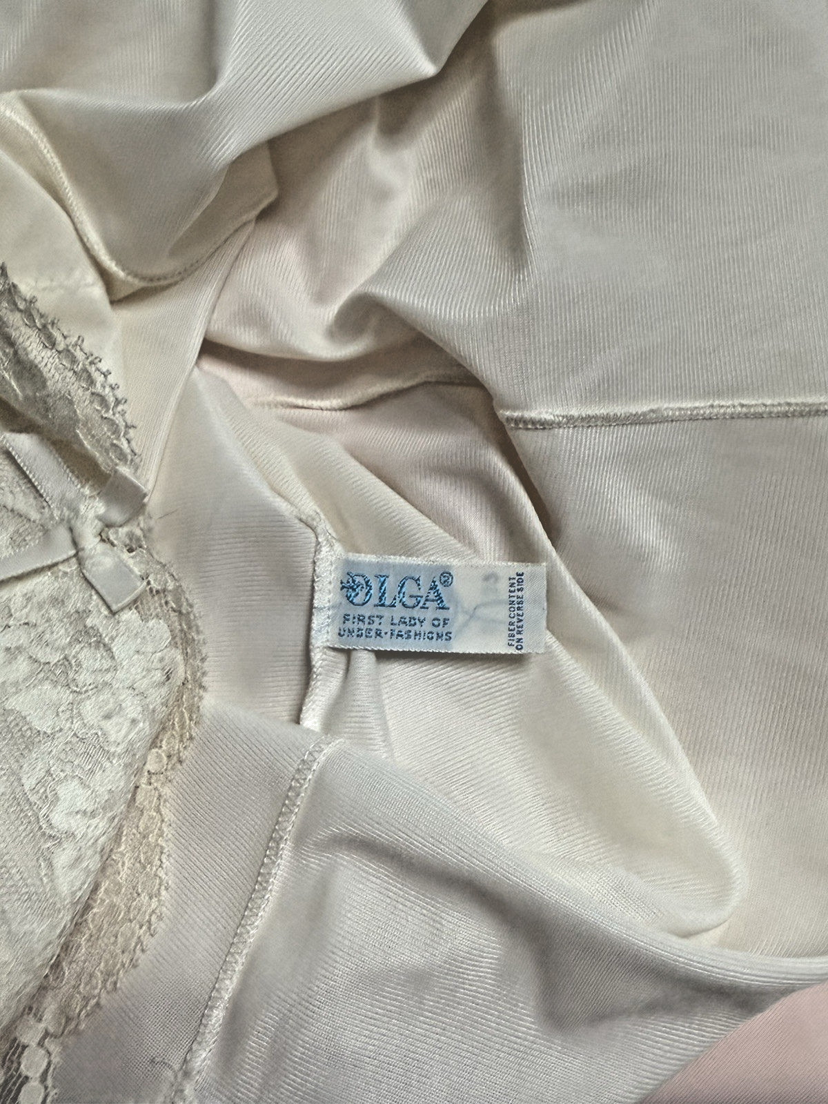 Vtg Olga Half Slip Camisole Cami Top Set Secret Hug Lace Band Pink White S 32 34