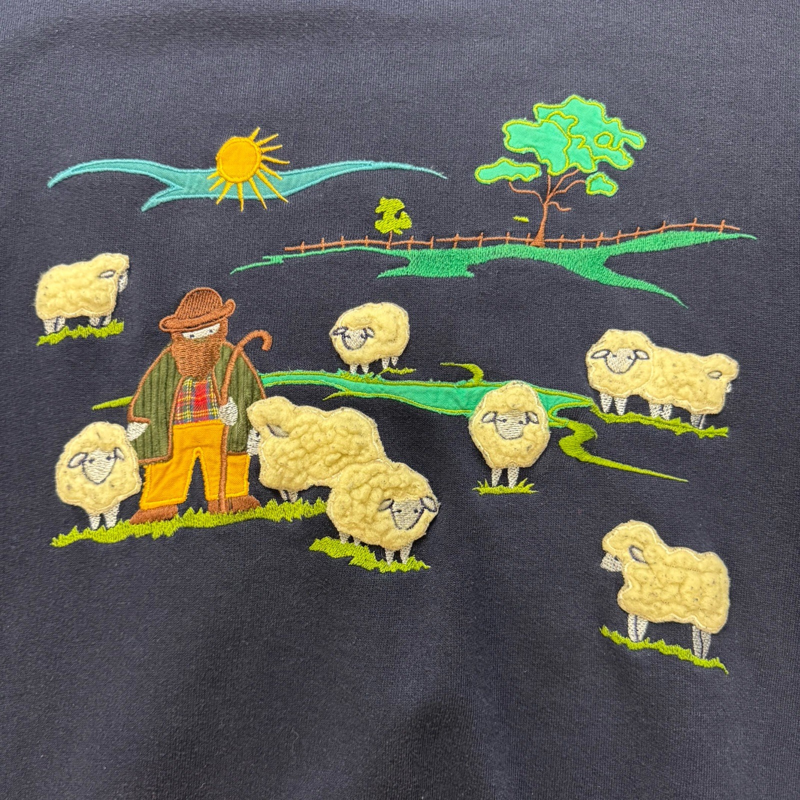 Vintage 90’s Tulchan Collared Sheep Embroidered Cottagecore Blue Sweater Size M