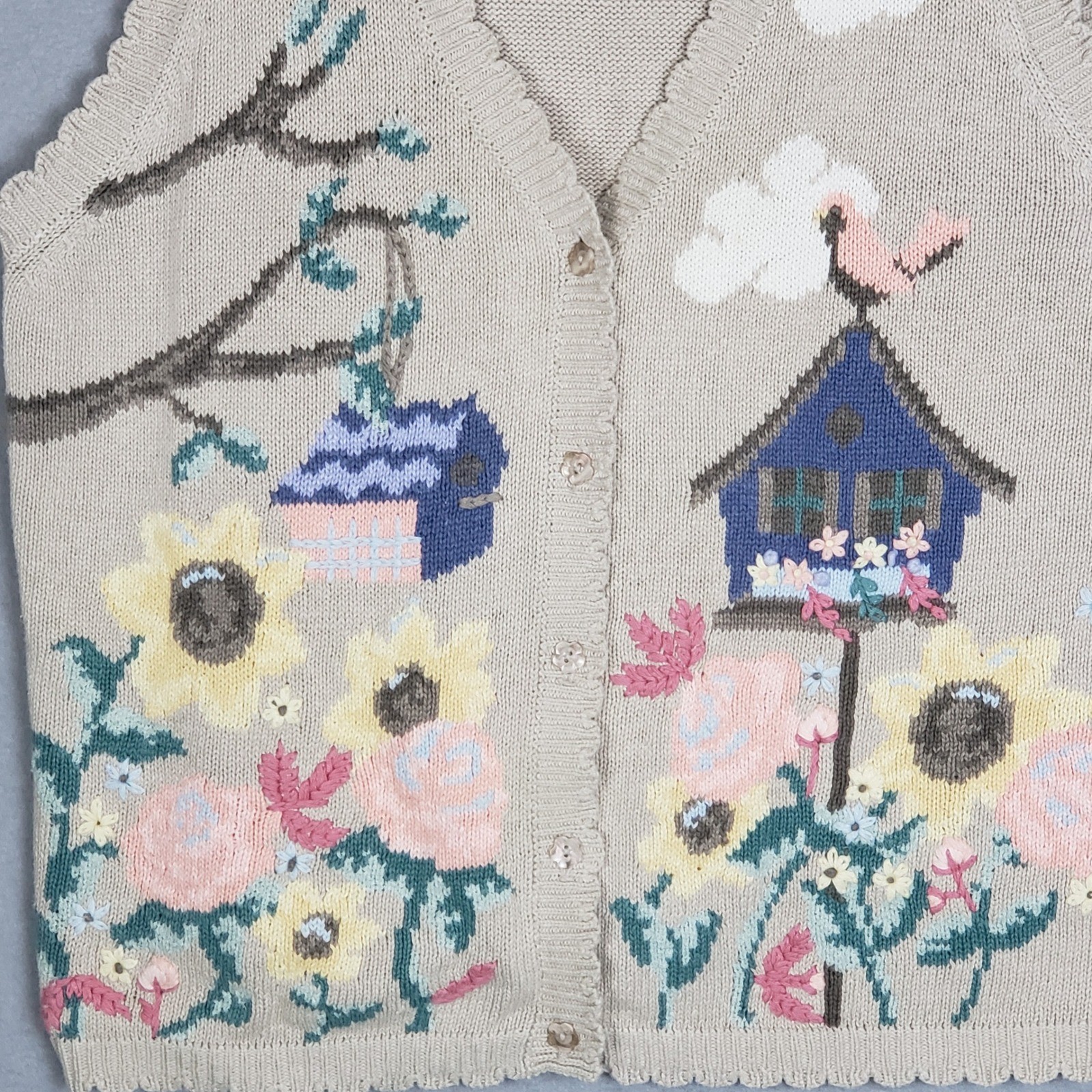 Vintage Northern Reflections XL Sweater Vest Birdhouse Grannycore Shabby Chic