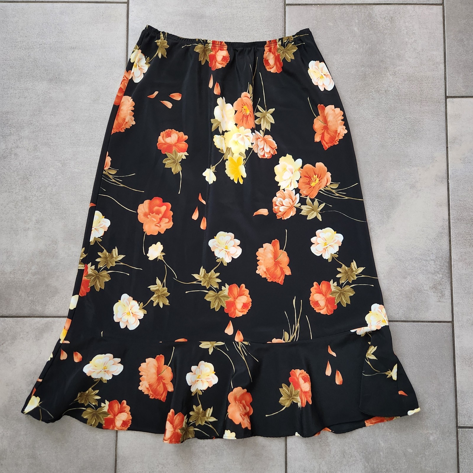 Vintage 90s 2000s Carol Rose Brand Floral Print Trumpet Skirt Sz.M Made In…