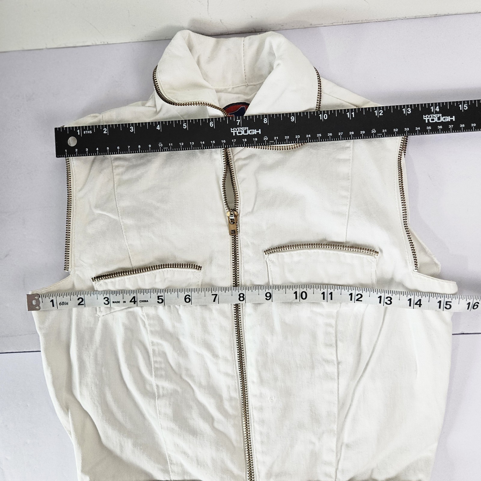 RARE Vintage 1970s Victory 1 Women’s White Denim Jumpsuit Size S/M TALON ZIPPER