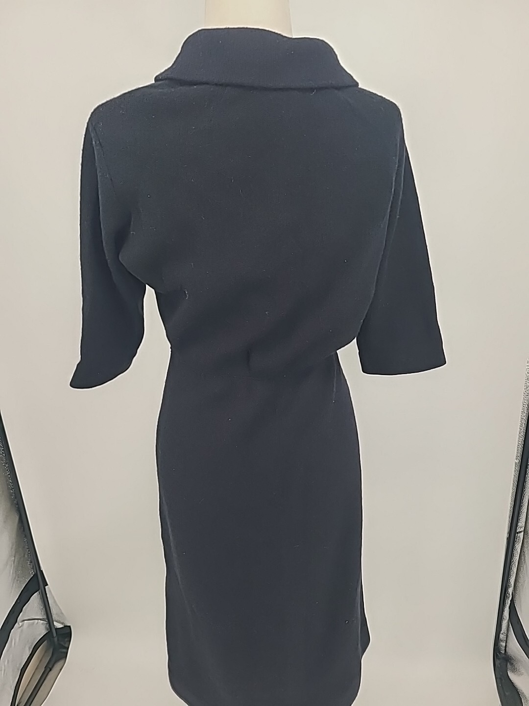 Vintage Early 50s Kimberly Knit Dress, Black Mohair And Virgin Wool Large Retro