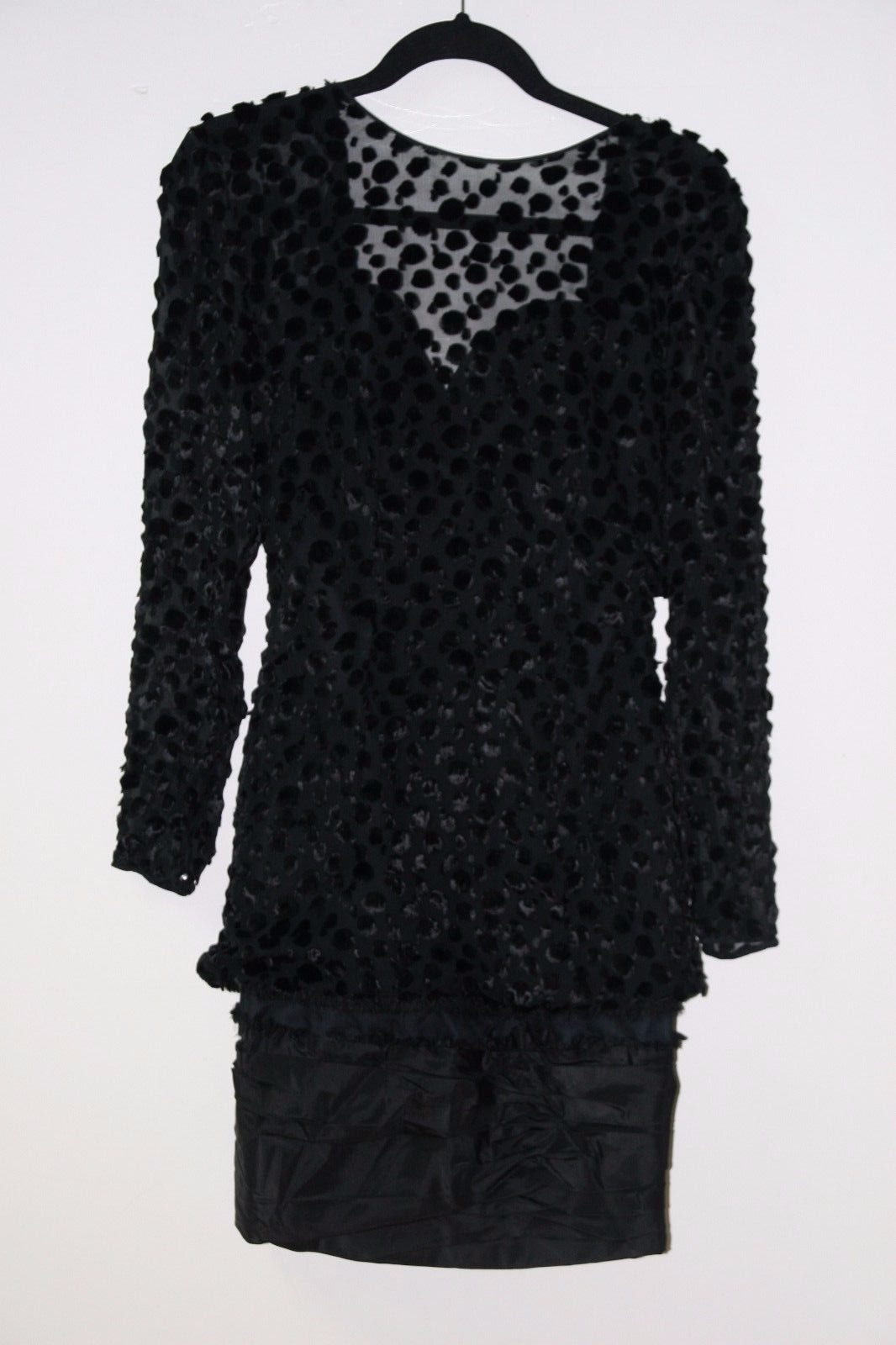 Vintage 80s Vicky Tiel Couture Long Sleeve Black Cocktail Mini Dress Fitted – XS