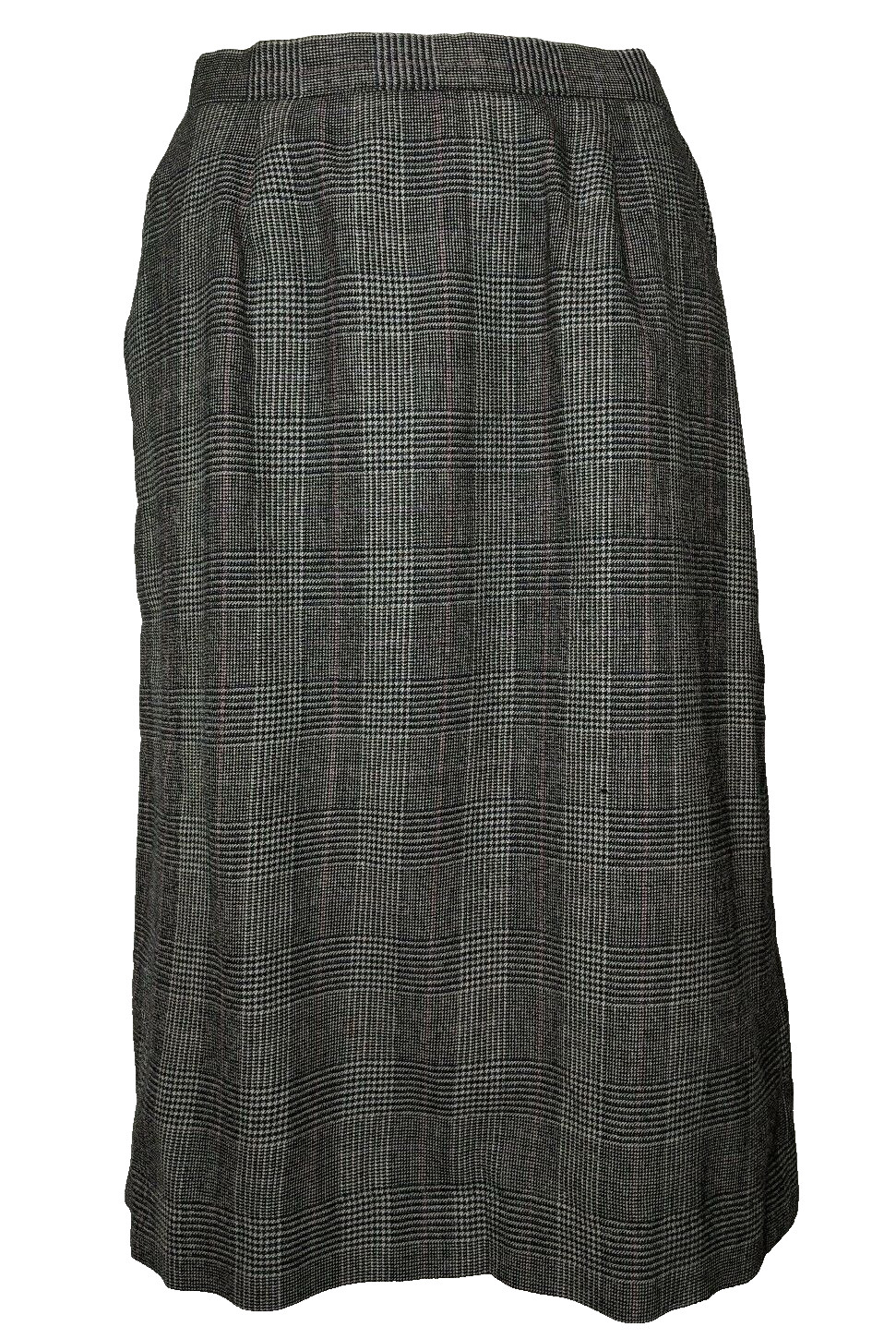 Plaid Vintage Skirt Pattern Jos. A Bank Below Knee Pockets Black White 10