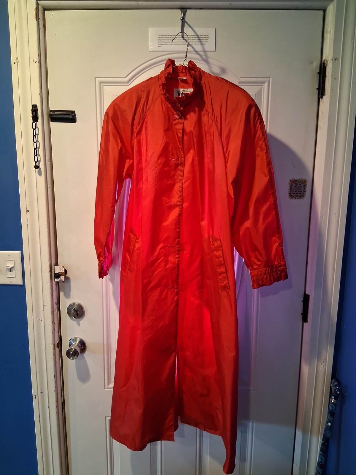 Vintage Cherry Red „The Totes Coat” Raincoat Nylon Trench Cottagecore Size 6