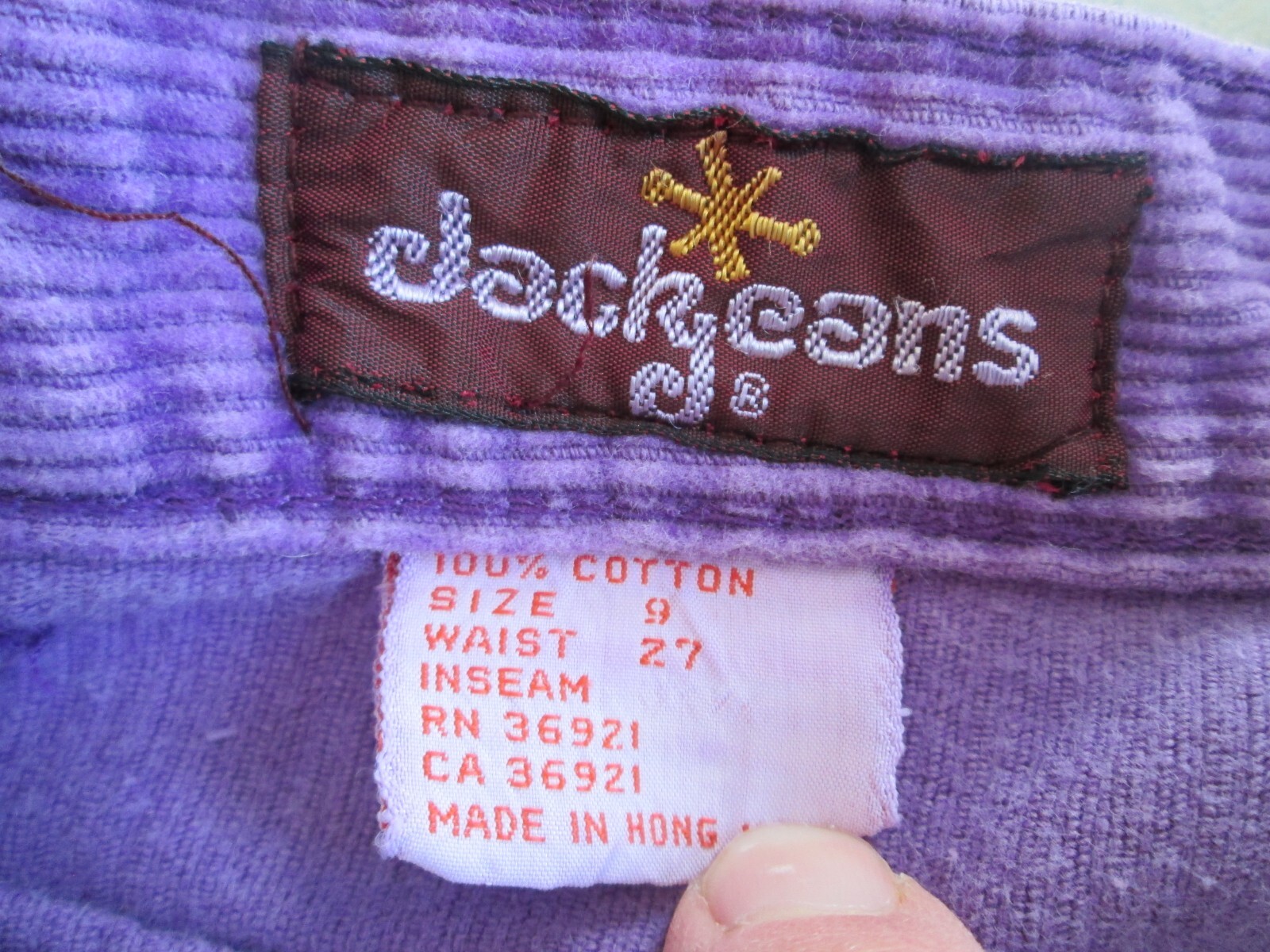 Vintage Jackjeans Corduroy Pants 9 24×32 Mom Pleated High Waist Tapered Purple
