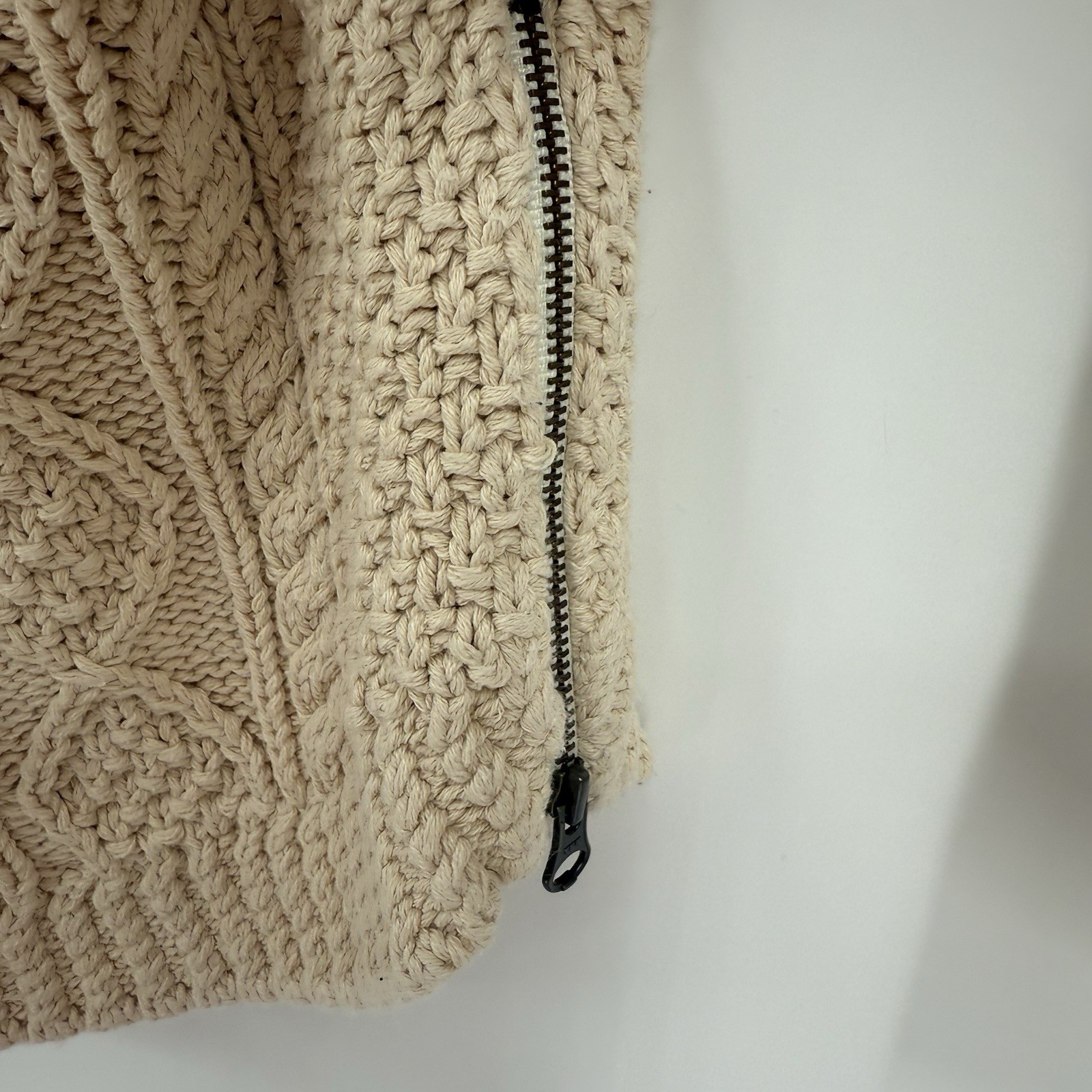 LL Bean Signature Cotton Fisherman Sweater Women’s Size Small Cream Pullover