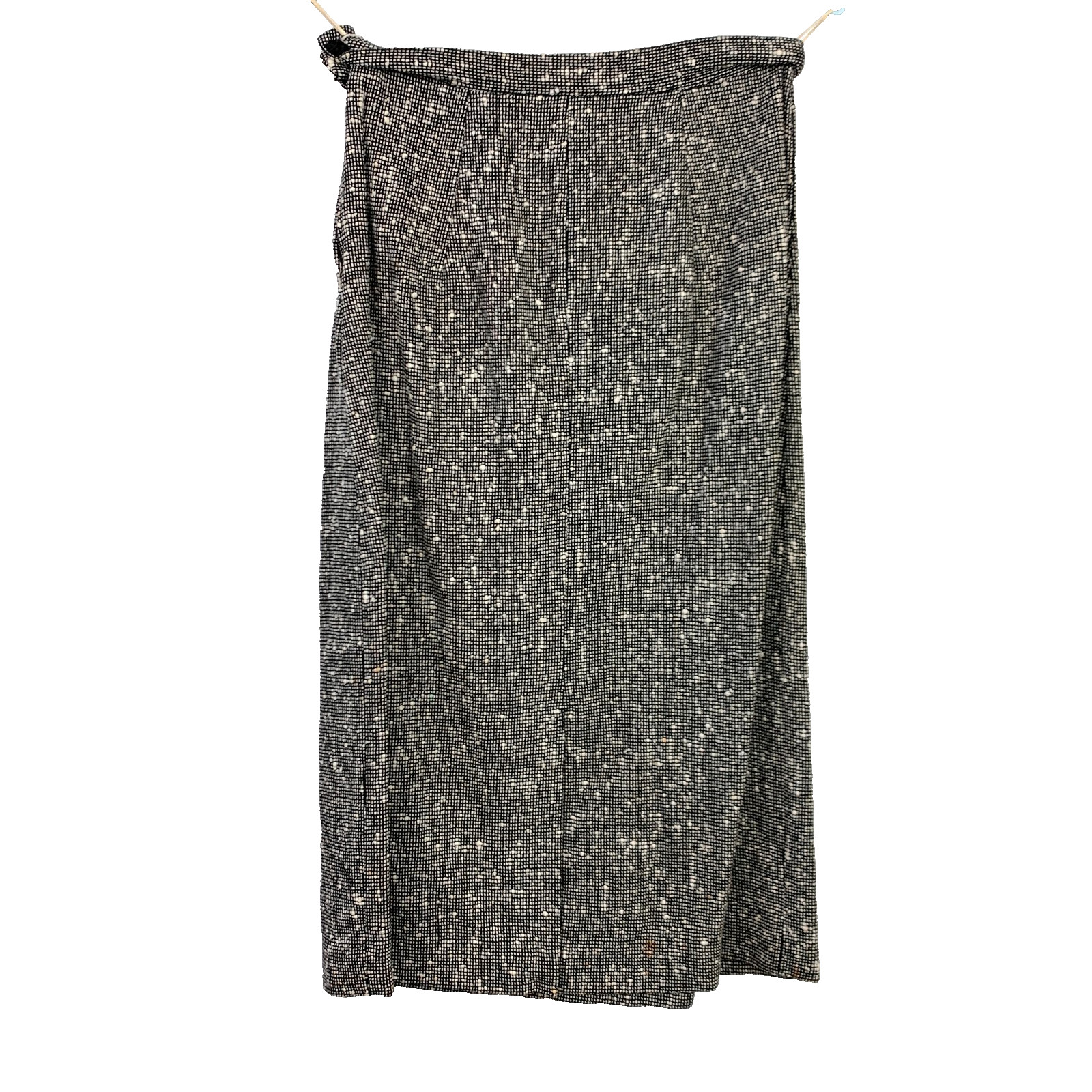 Vintage Black White Tweed Faux Fur Skirt Shirt Outfit Set Chest 34″