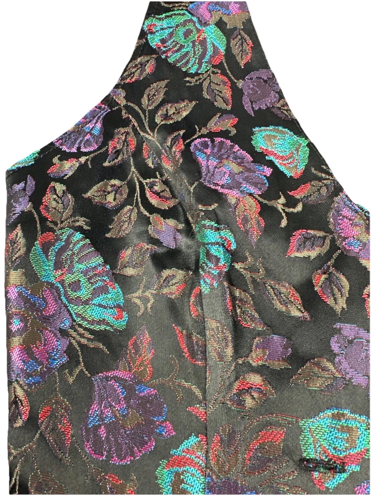 VTG 80s WRAPPER Floral Brocade Multicolor Holographic Tapestry Vest USA Women S