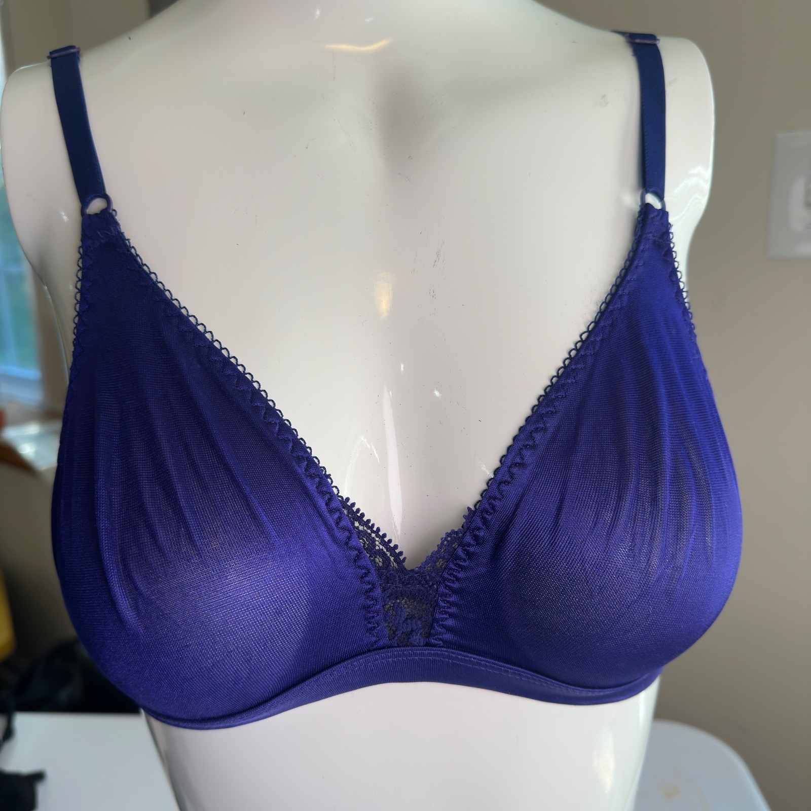 Warner’s Bralette Vintage 90s Purple Mesh Lace Wireless Bra 34 A-B-C Style 1005
