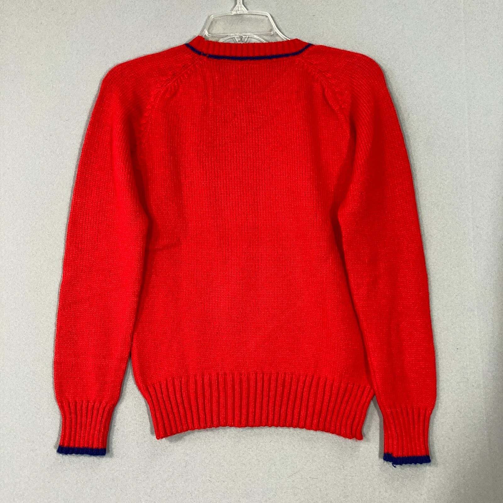 Vintage 80s 70s Sweater Red Womens Small Fits XS School girl Rockabilly Knit L/S