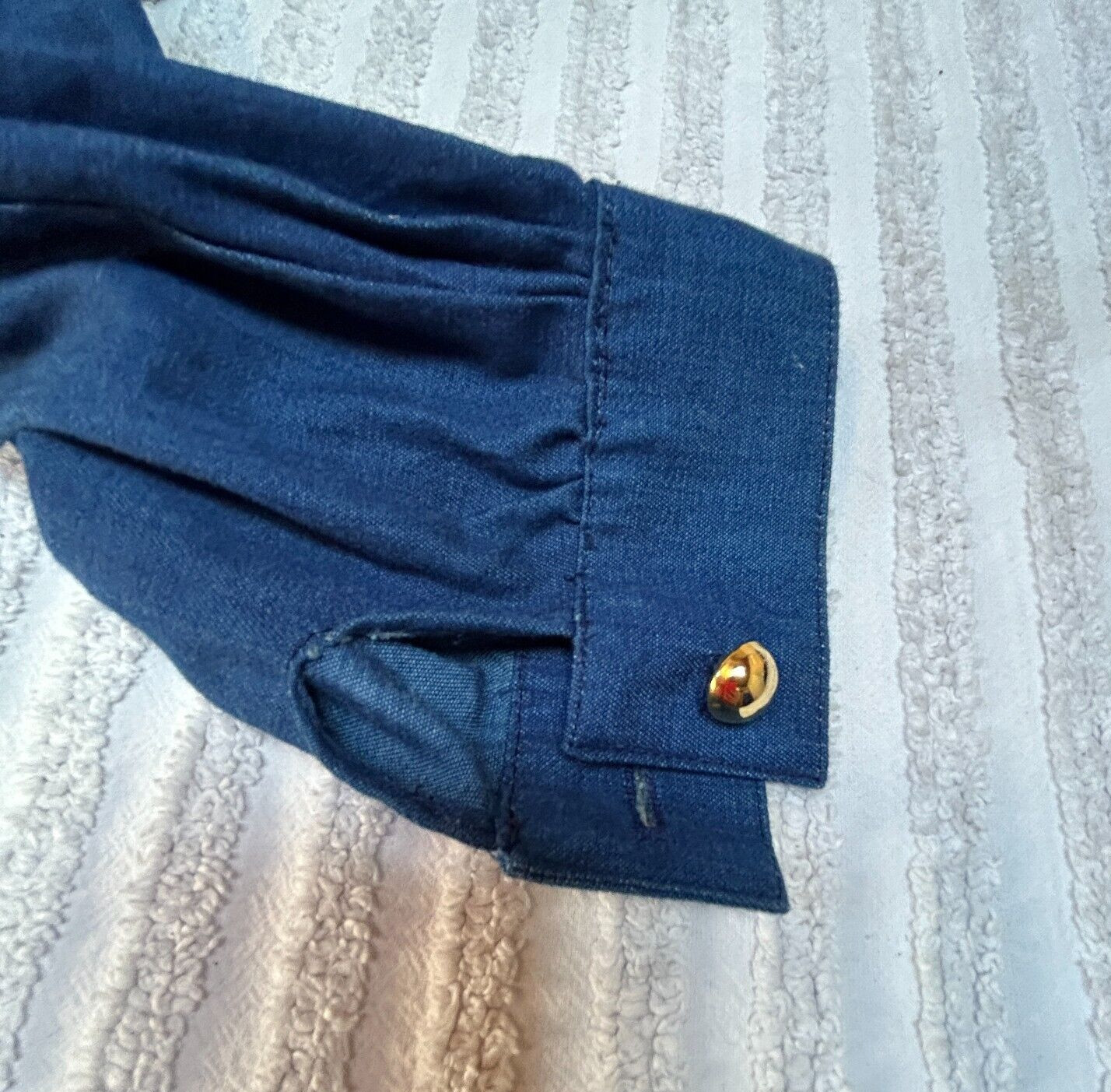 Vintage Three Flaggs California Womens Textured Denim Jacket Size 8 Metal Button