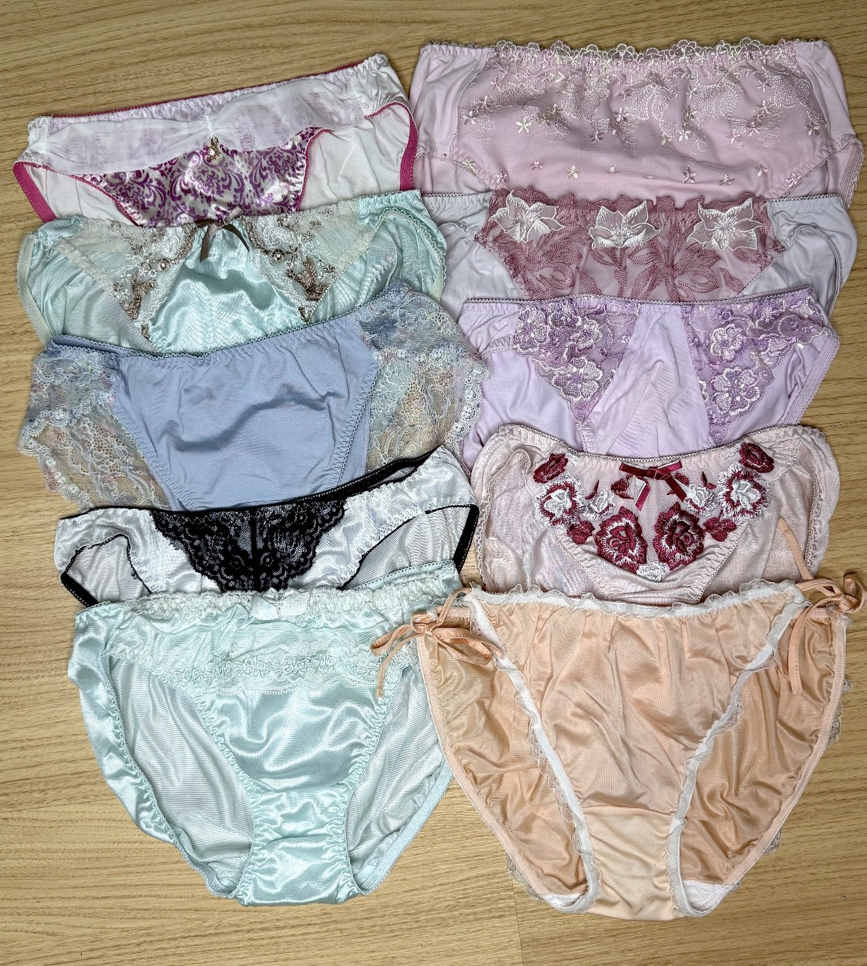 10X Vintage Silky Nylon Polyester Panties Hi Cut Sissy Bikini Floral Lace Briefs