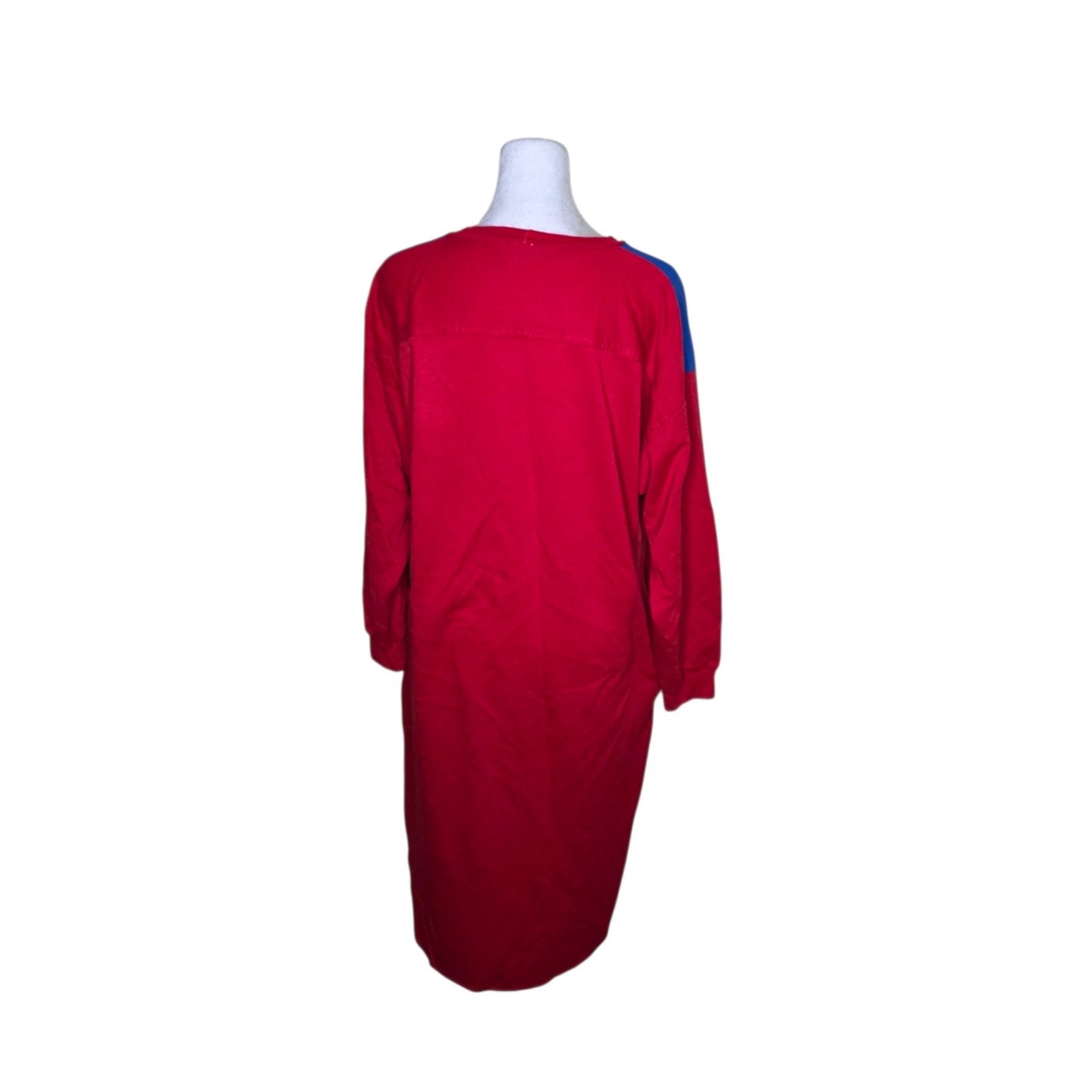 Vintage 80s Bloomies Long Sleeve Long Fleece Winter Nightgown Womens Size XL Red