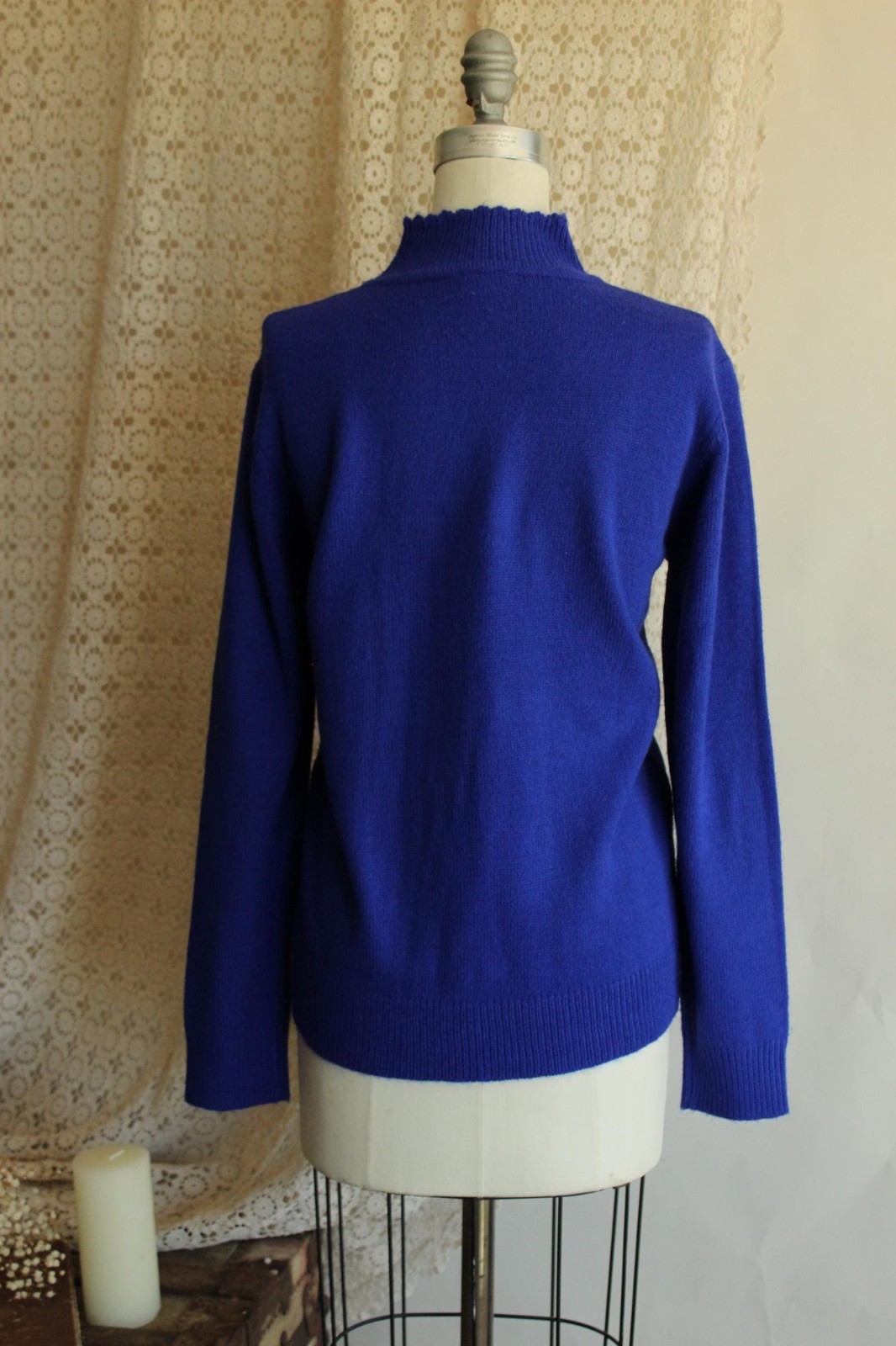 Vintage 1990s Sweater, Salon Studio Royal Blue Acrylic Pullover Jumper, Size M