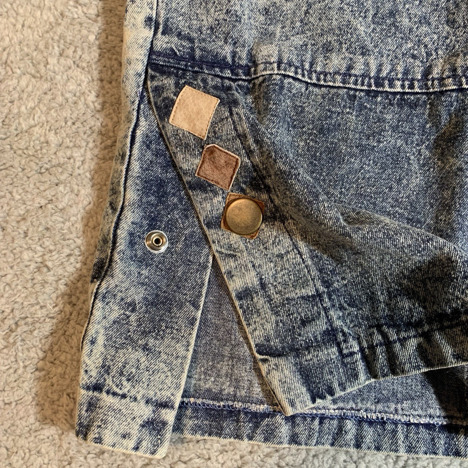 Vintage Camarim Denim Skirt Set 80s Acid Wash Jacket Western Patchwork Size 6