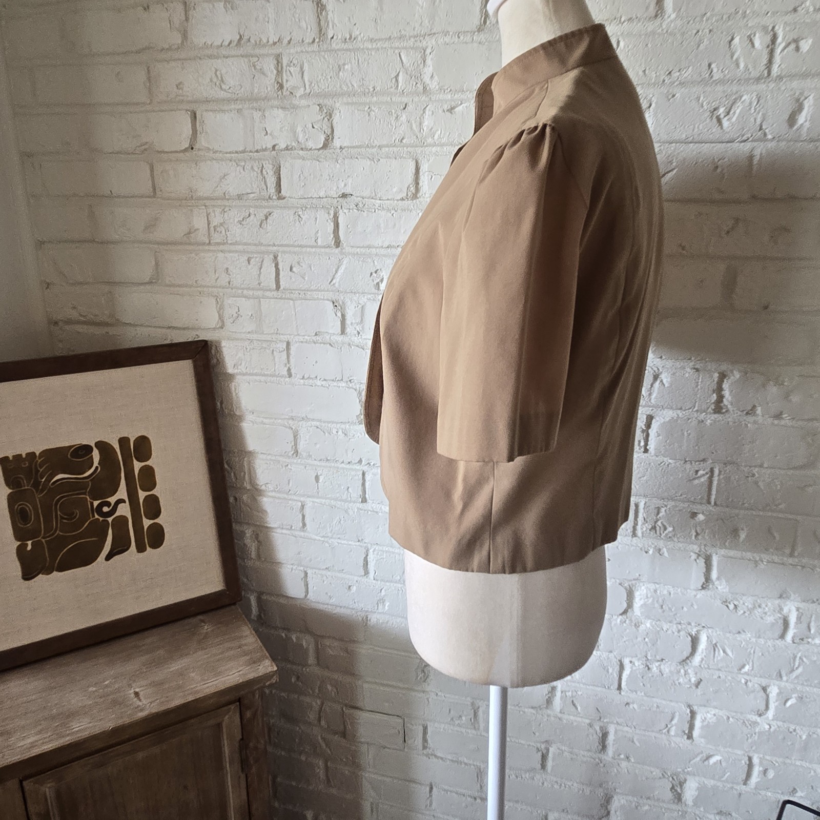Vtg 70s Tan/Brown 2 Piece Set, Embroidered, Jacket & Dress, Union, M
