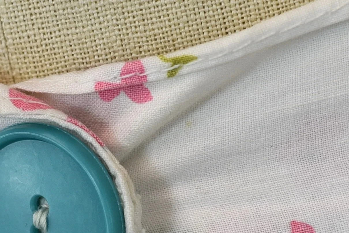 1950s Blue Rose Pink Floral Print White Cotton Pinup Mid Century Skirt