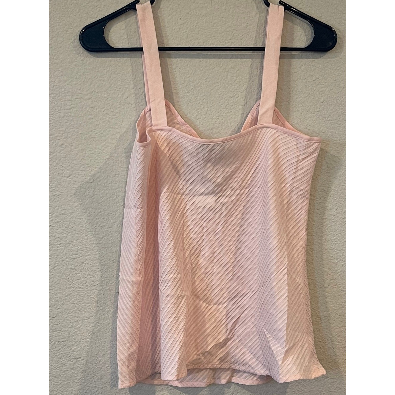 NWT EILEEN FISHER Vintage 2010s Silk Georgette Pintuck Pink Wide Strap Bias Cami