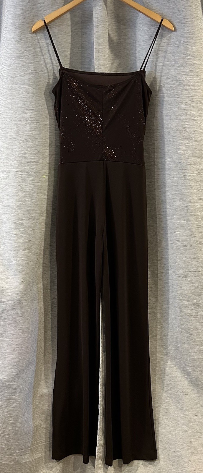 Vintage Trixxi Glitter Jumpsuit Brown Size 5 Made In USA