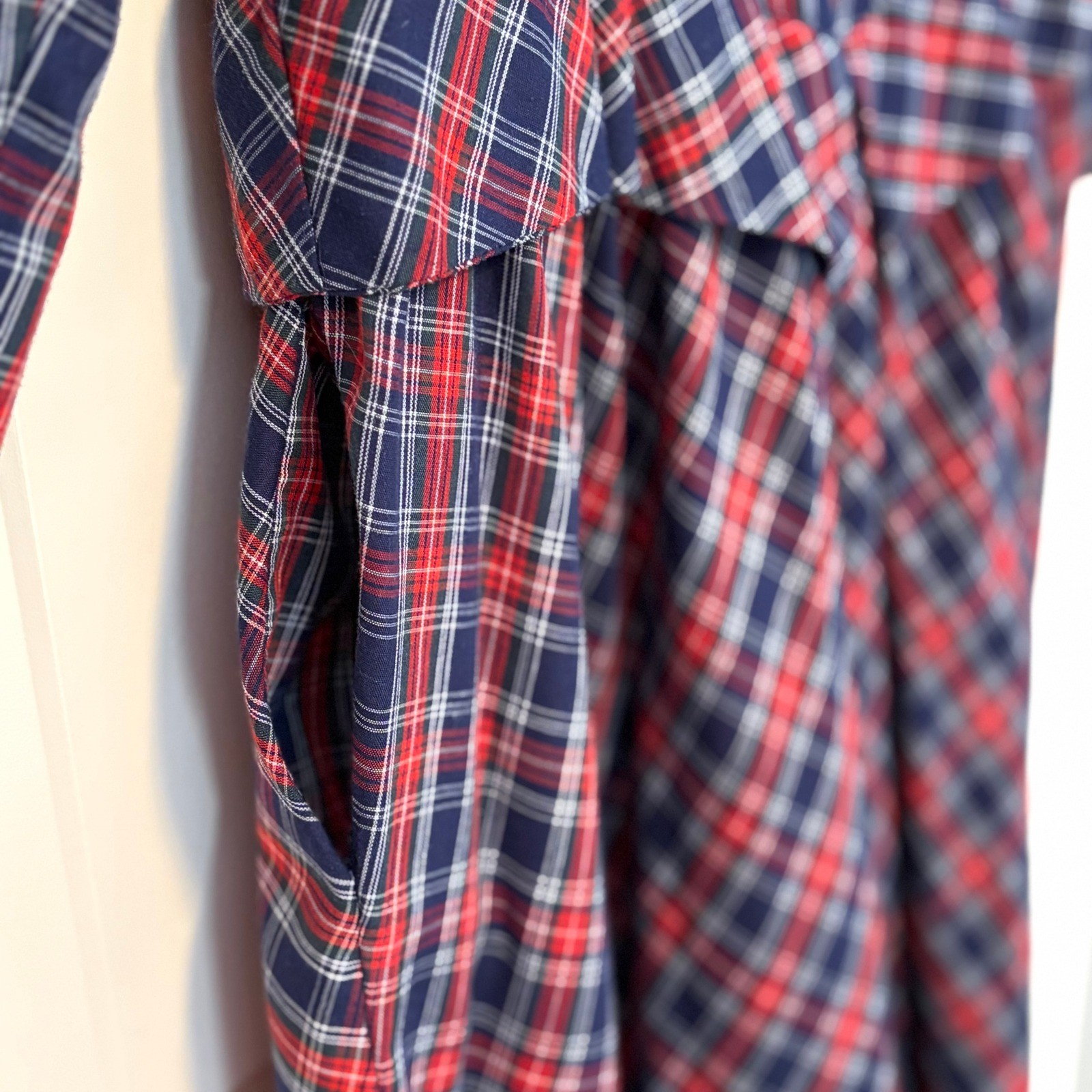 Gunne Sax Jessica McClintock Vintage 80s Red Blue Plaid Sailor Collar Midi Dress