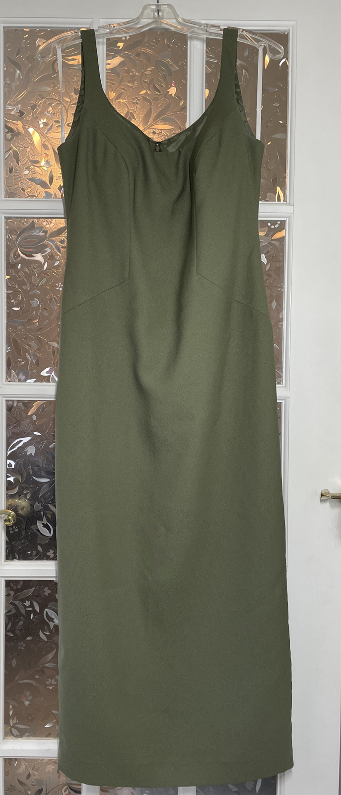 Vintage USA 1980s Watters and Watters Olive Green 2 Piece Dress Size 6
