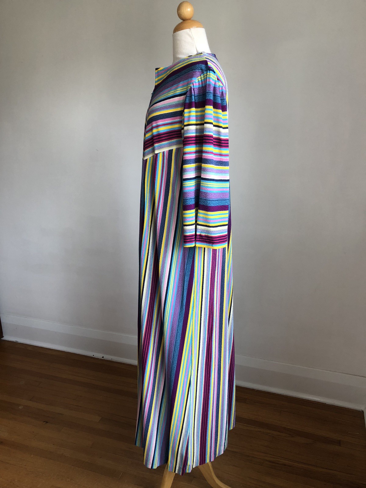 STUNNING VTG NWOT DELA-ANN Loungewear Striped Terrycloth Housedress Caftan M/L