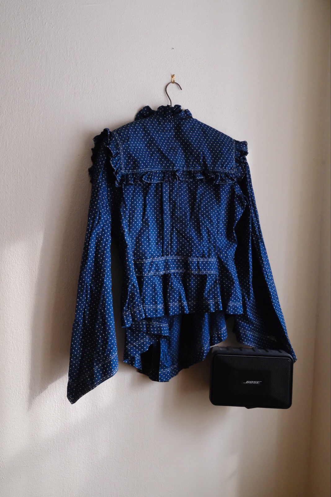 Extremely Rare Blue Indigo Calico Antique Blouse, Possible Maternity Cut