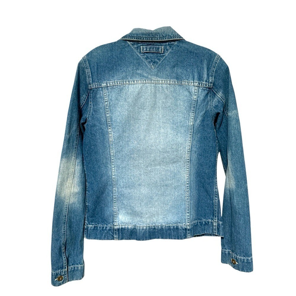 Vintage Tommy Jeans Women’s Blue Optic Wash Denim Trucker Jacket