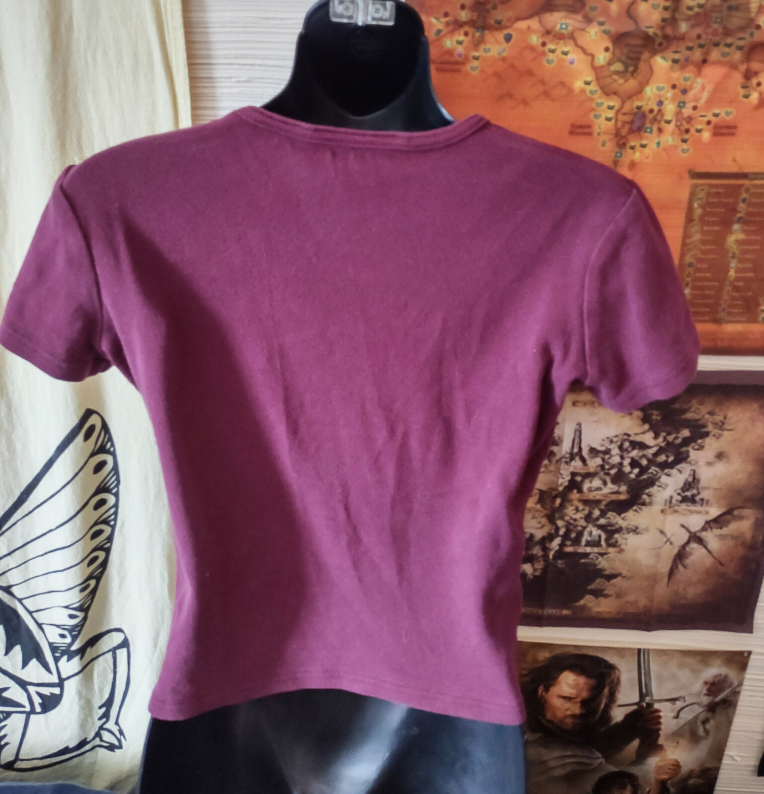 Authentic Vintage 1990s Burgundy Red Thick Cotton T-Shirt Size S Rue 21 Brand
