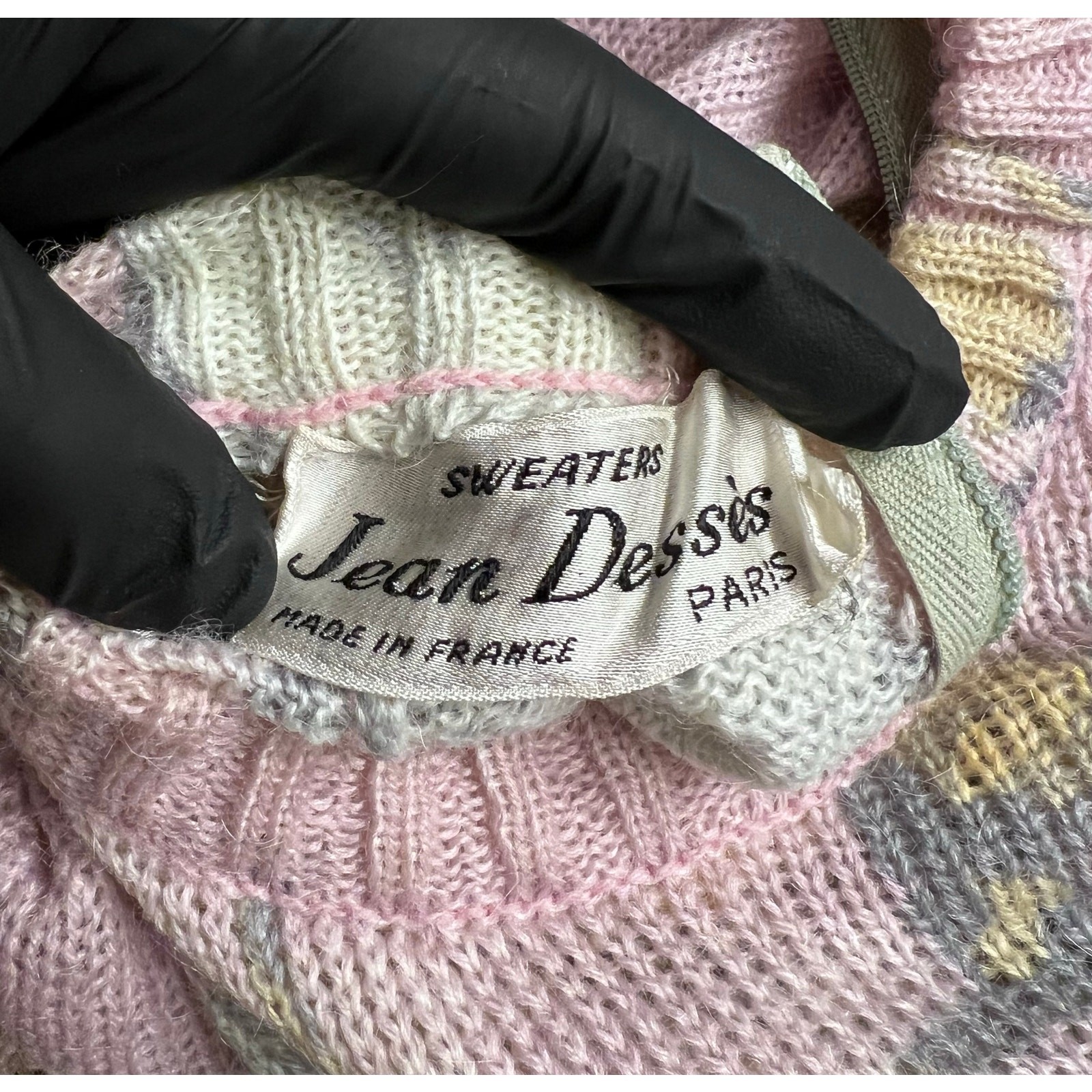 JEAN DESSÈS Vintage XS Paris Sweater –Pink Mohair Floral – Made in France