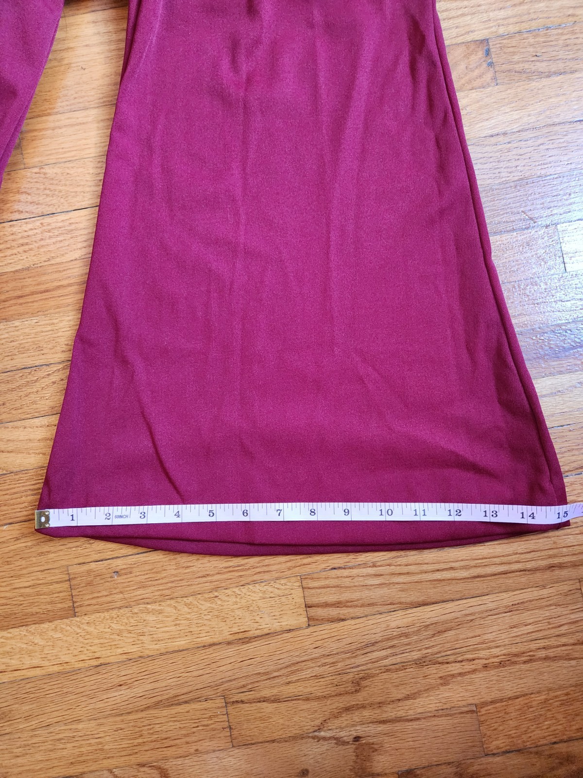 VTG 1970s Deadstock Jumpsuit Bell Bottom Open Back Disco Burgundy 11/12 Fit S/M
