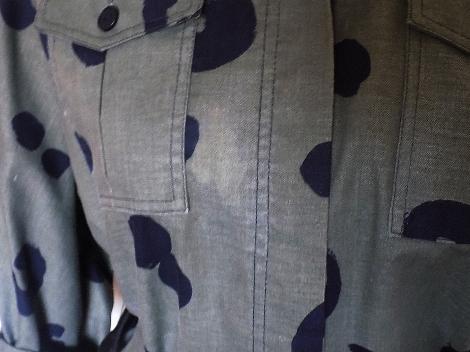 Vintage 80s Army Green Black Print Blouse Circle Skirt N.R. 1 by Ned Gould 12