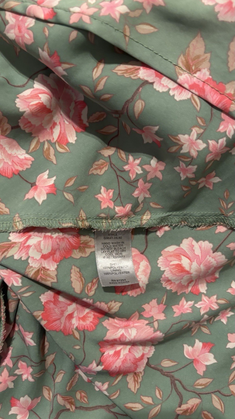 90’s Vintage Slip Dress, Maxi Length, Deep V, Silky Green Floral, Size L