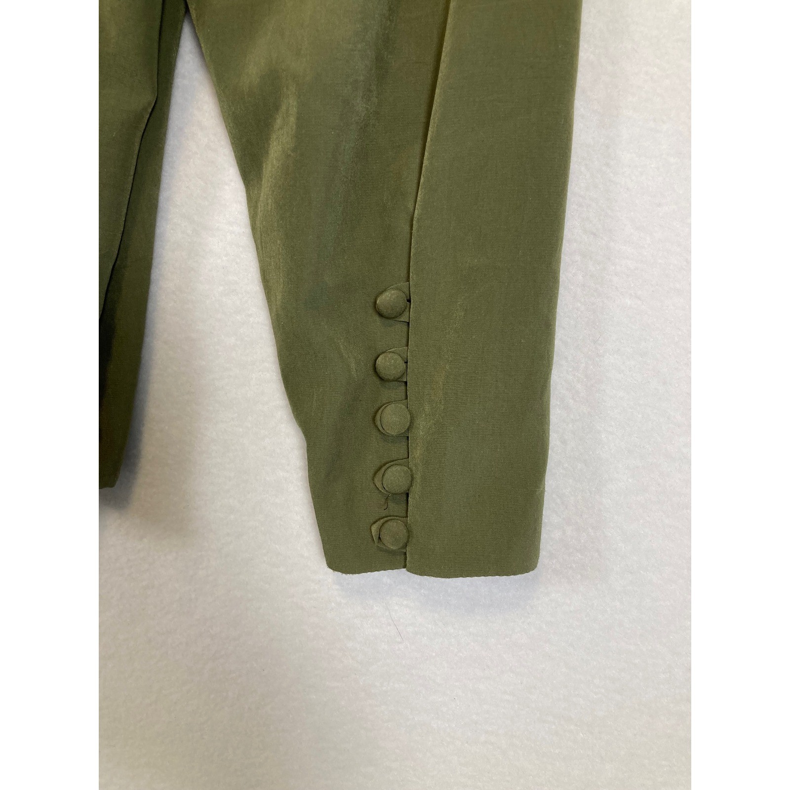 Howard Wolf Blouse Womens 12 Olive Green Vintage Wrap V-Neck Long Sleeve USA