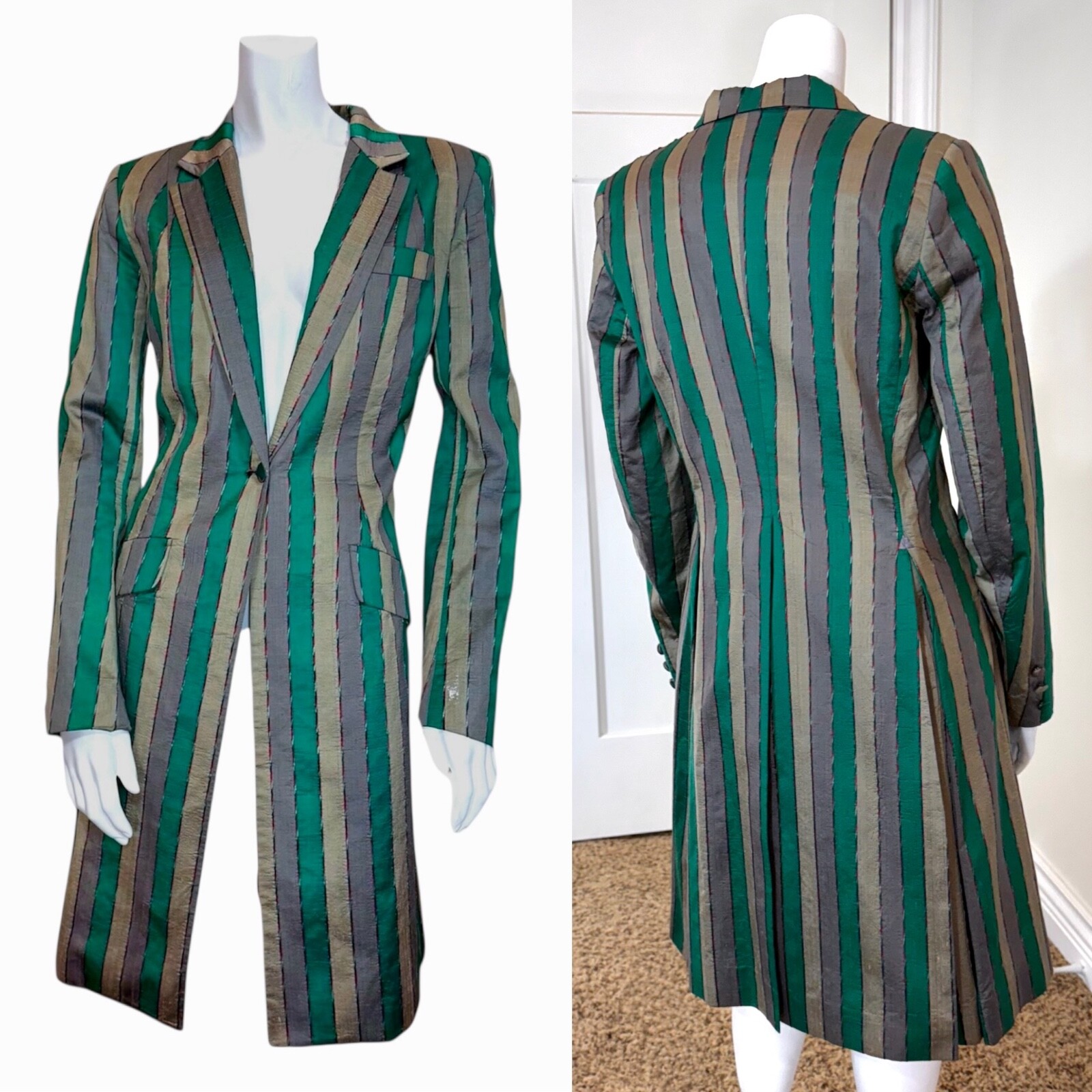 Vintage 80’s SILK STRIPED RIDING JACKET M Coat Equestrian Costume Event Costume