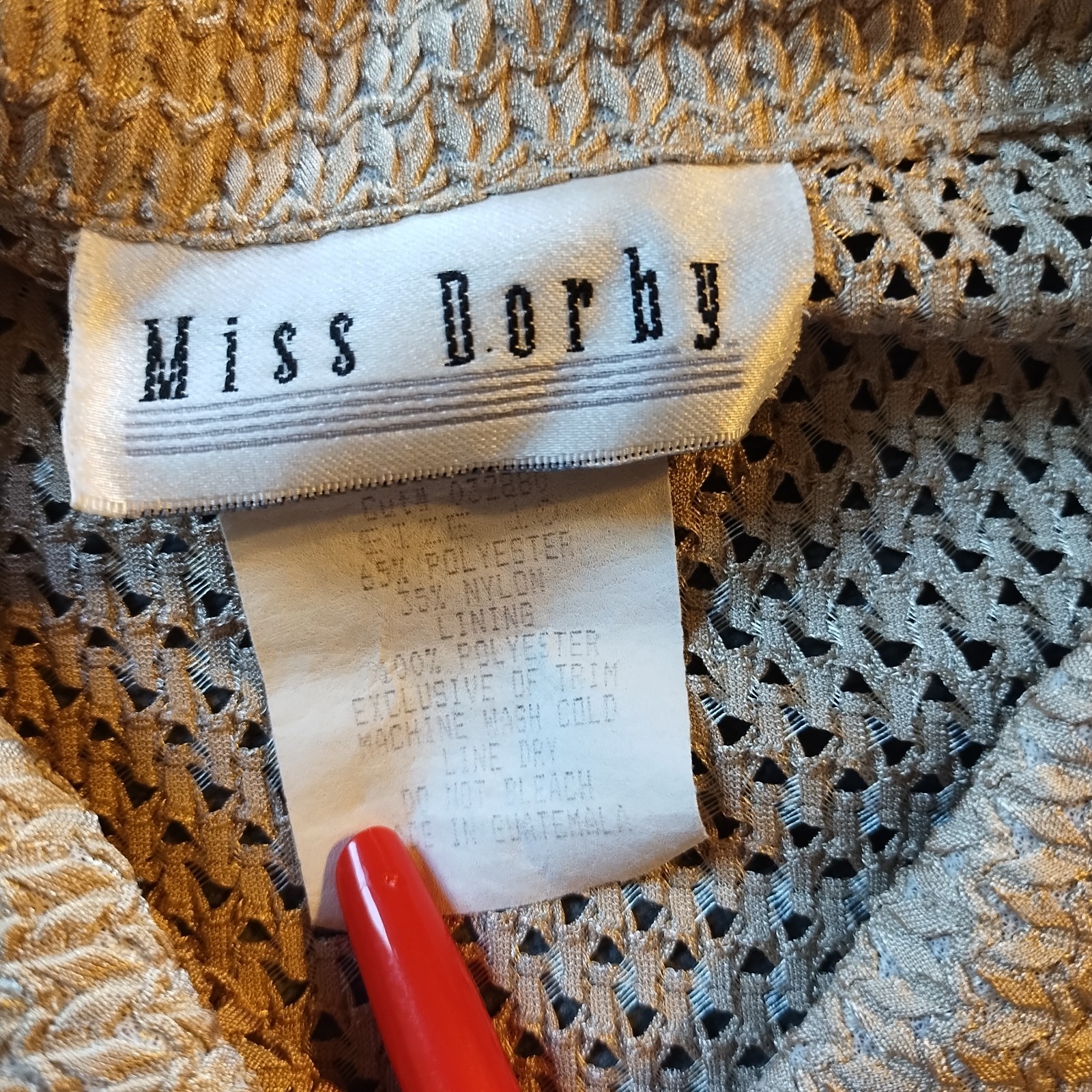 Vintage Miss Dorby Tan Crochet Women’s 10 Granny Boho Layering Coastal Textured