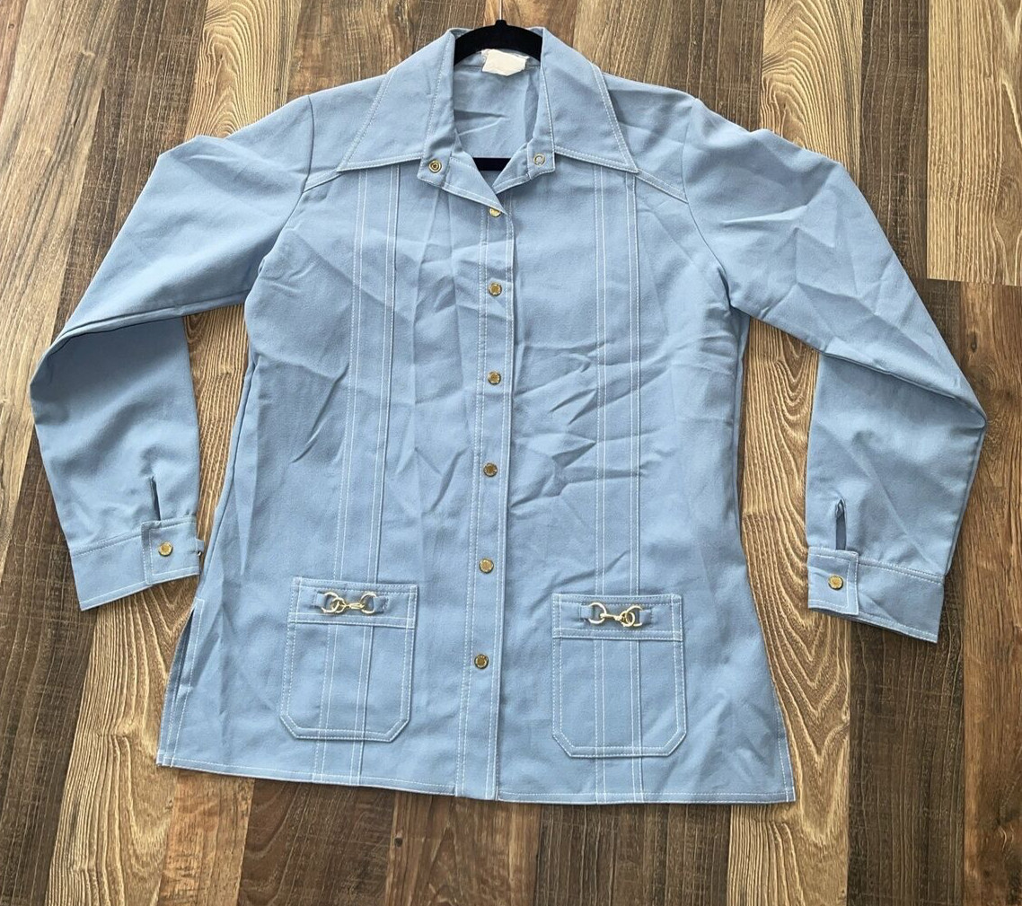 King James California Blue Shirt Women’s size S/M 1970’s