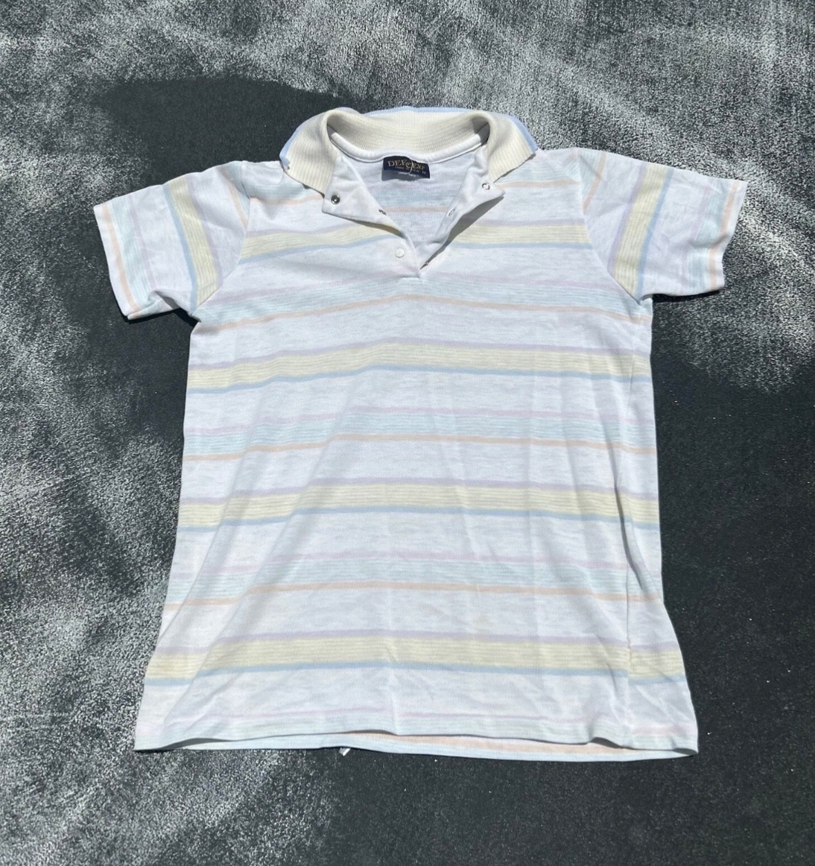 Vintage Dee Cee Pastel Color Block Collared Womens Polo Shirt Striped Pastel XS