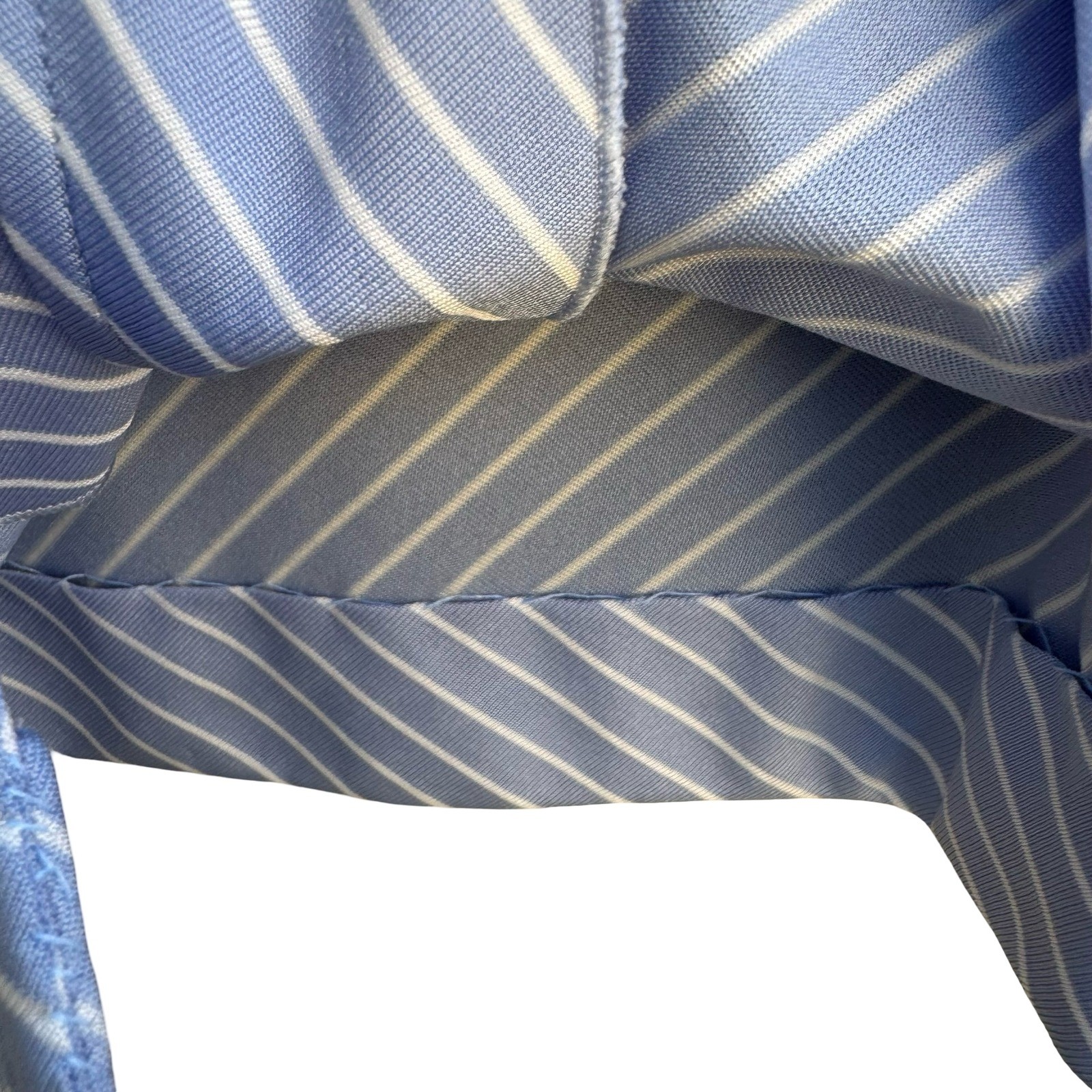 Dorce Vintage 70s Blue White Diagonal Stripe Long Sleeve Button Down Blouse Top