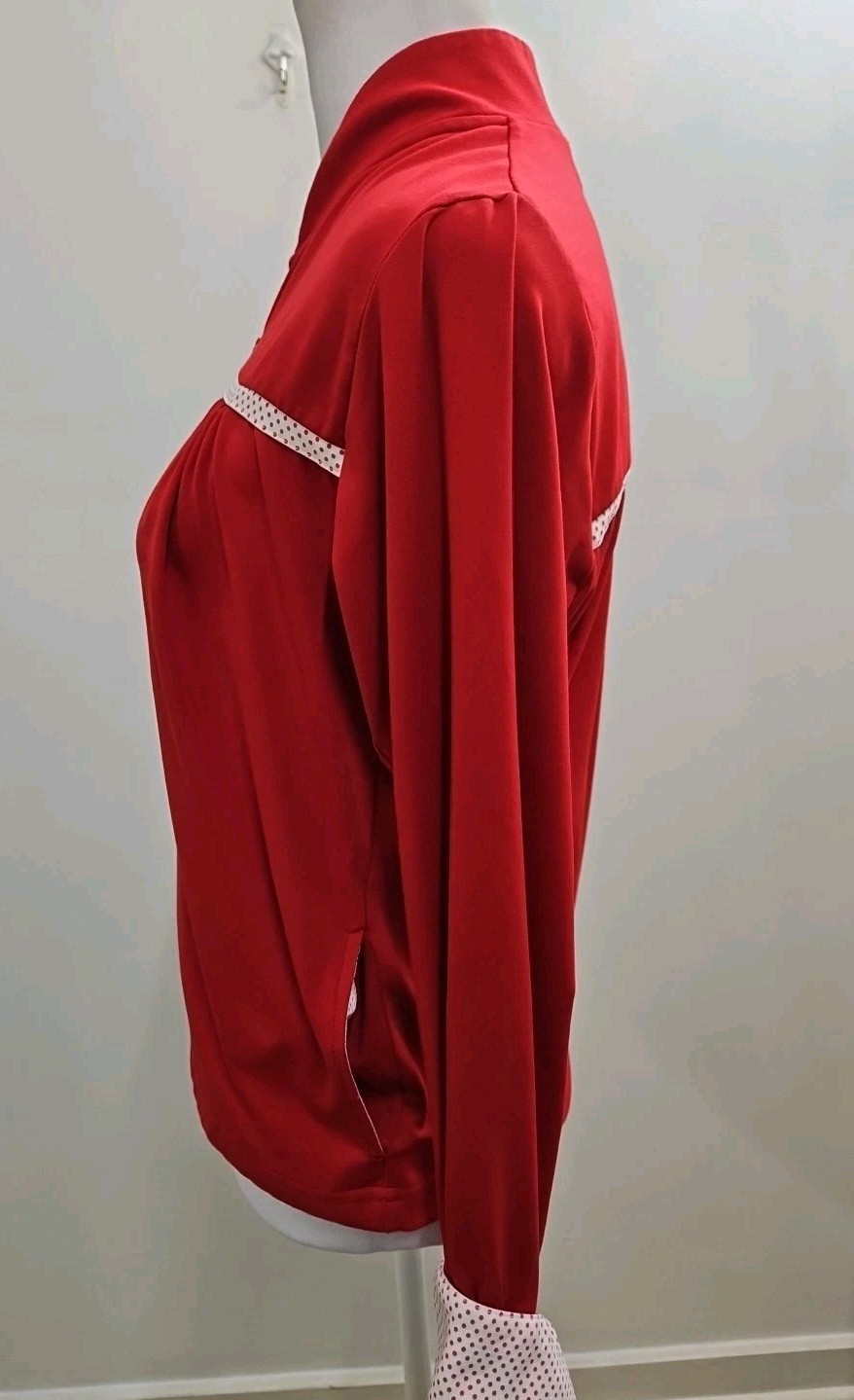Vintage Red White Track Jacket Size Medium W Polka Dots Lily’s Of Beverly Hills